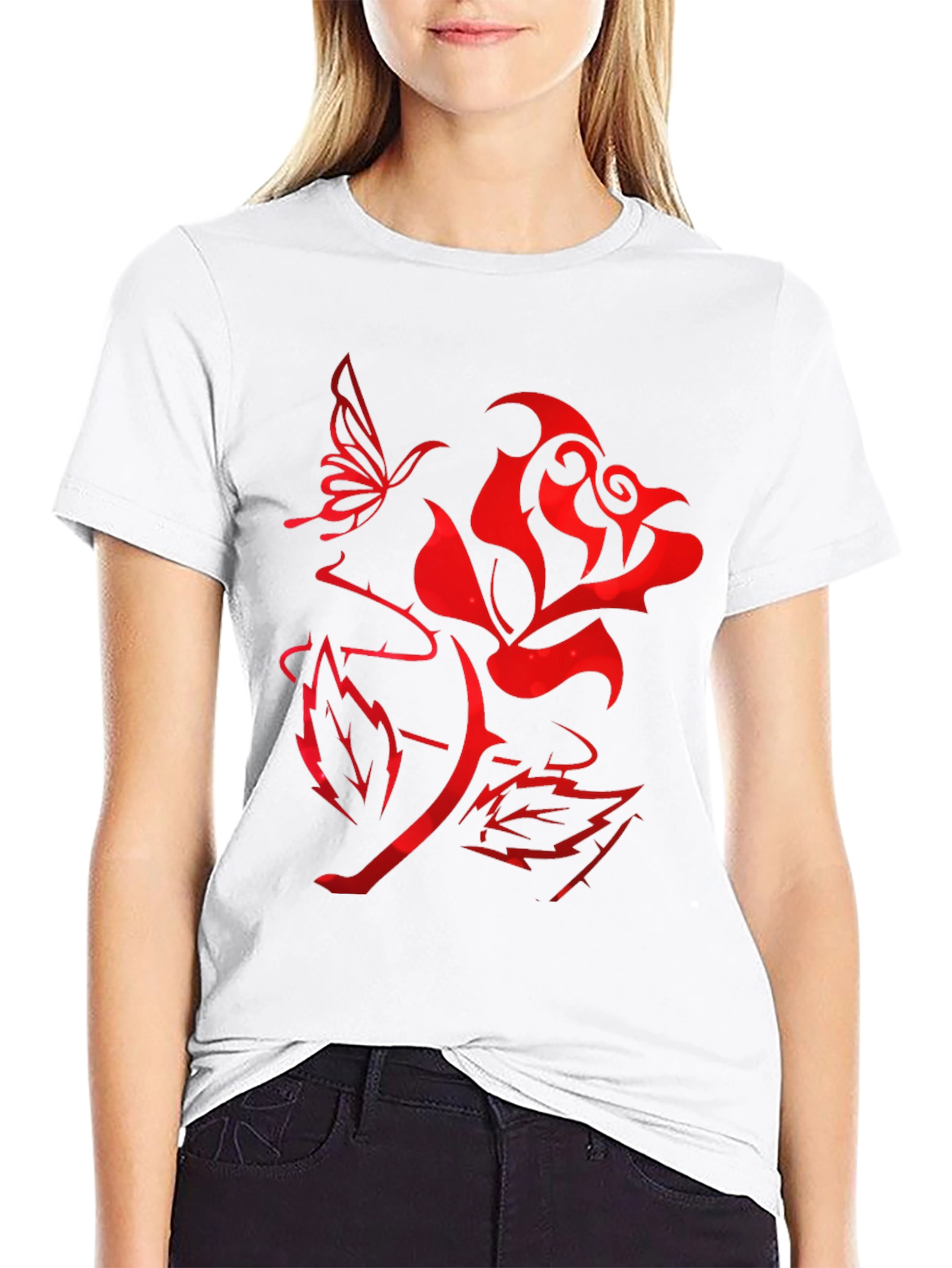 Tribal Rose & Butterfly Graphic Tee