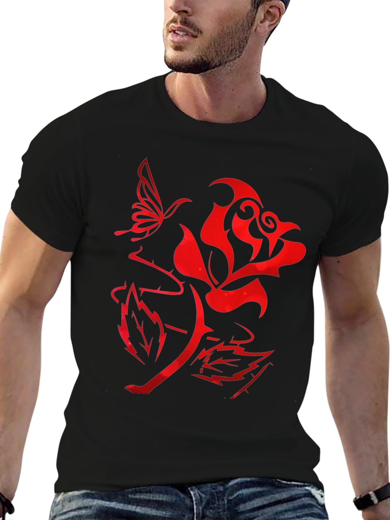 Tribal Rose & Butterfly Graphic Tee