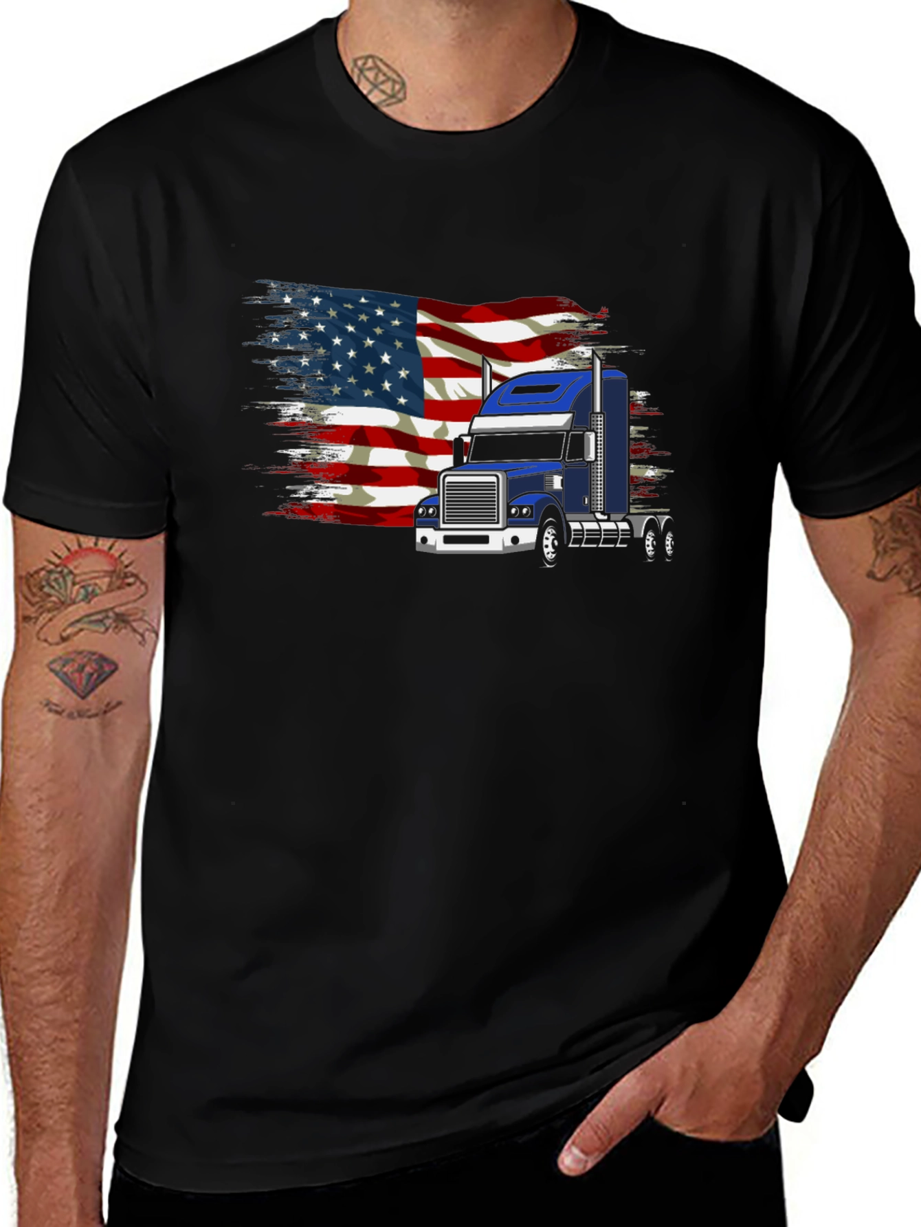 American Flag Trucker T-Shirt