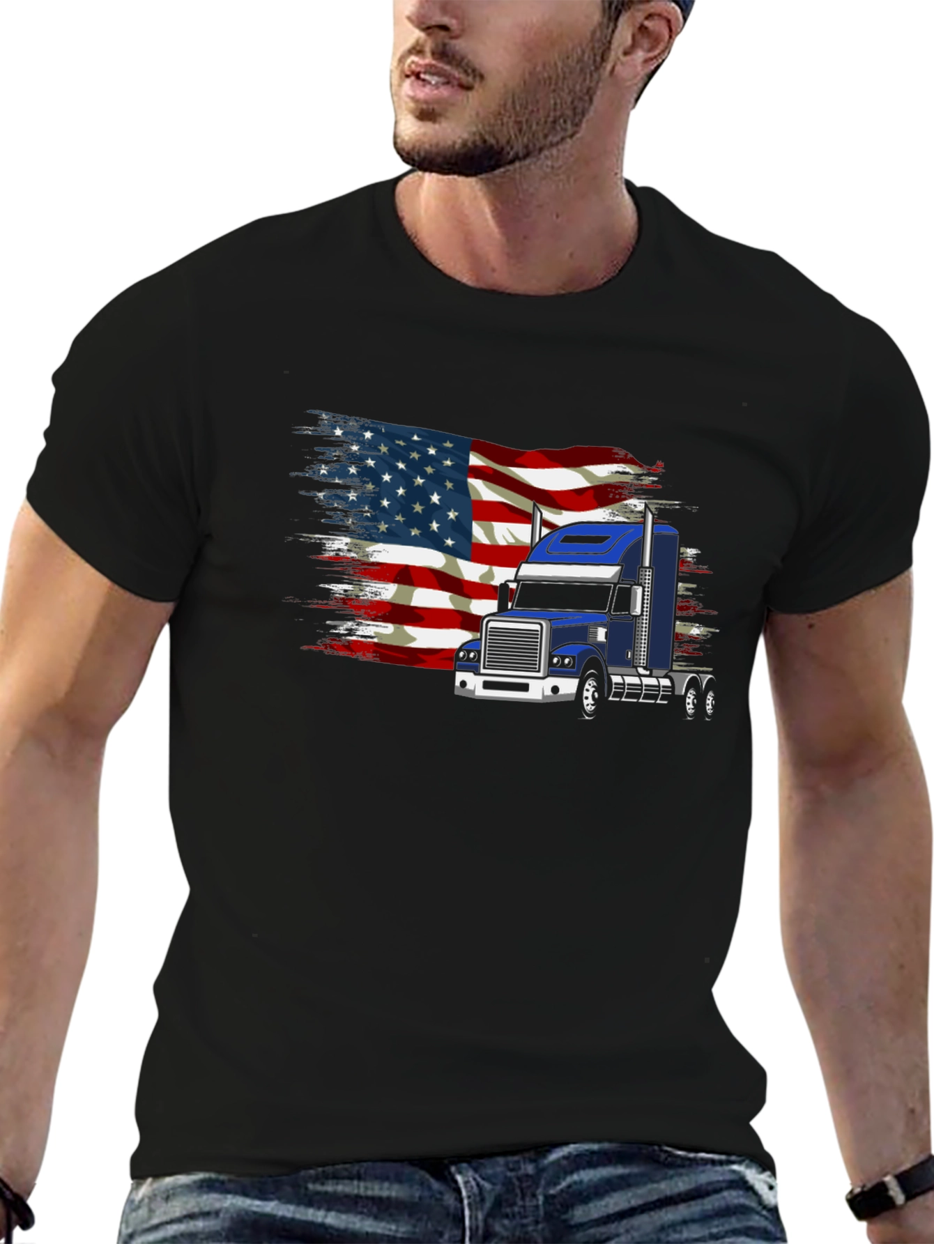 American Flag Trucker T-Shirt