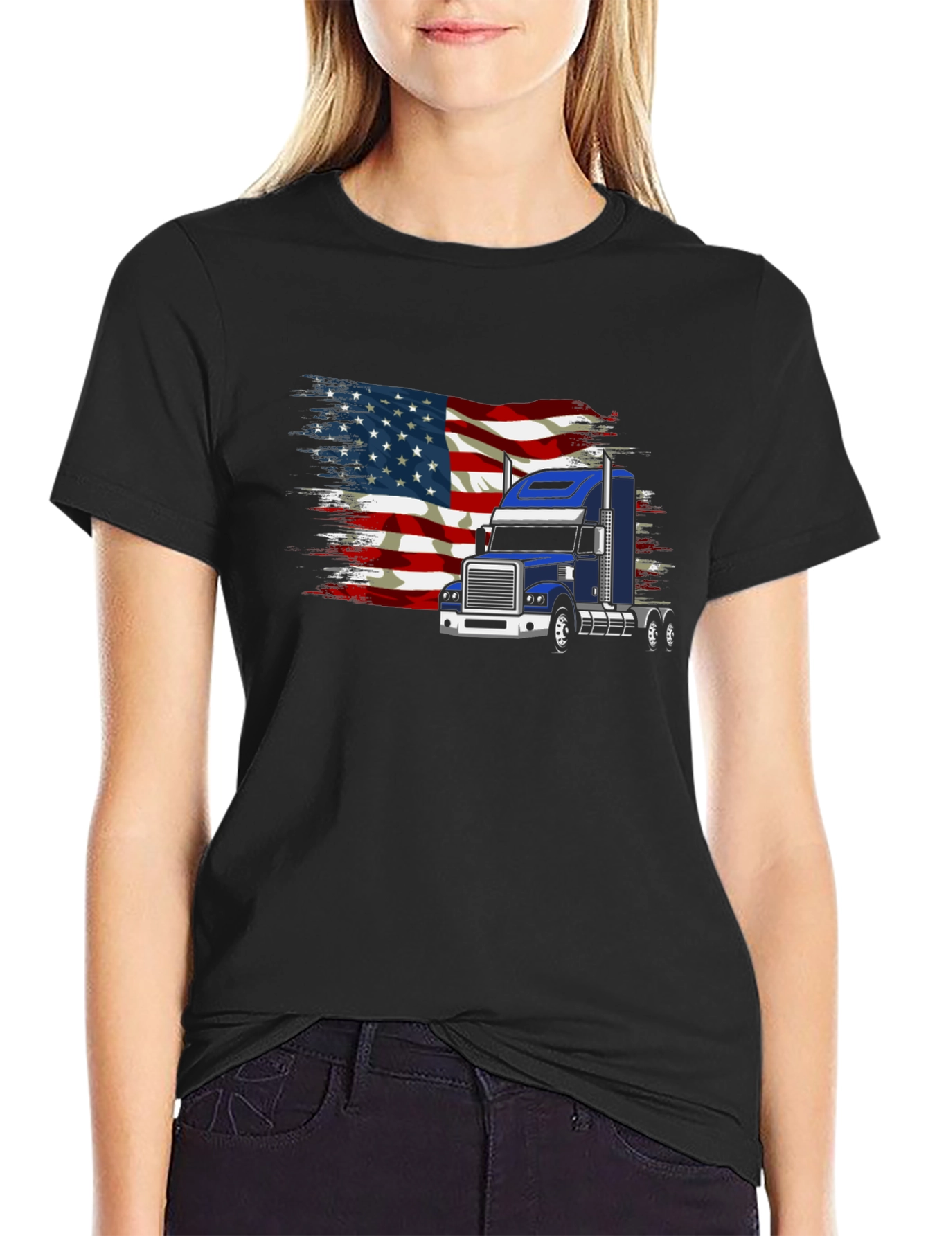 American Flag Trucker T-Shirt