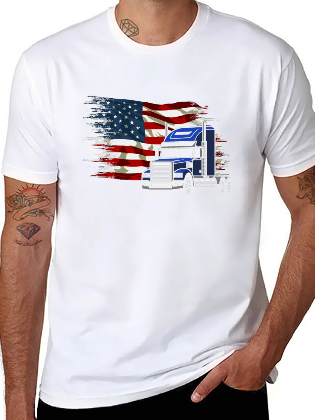 American Flag Trucker T-Shirt