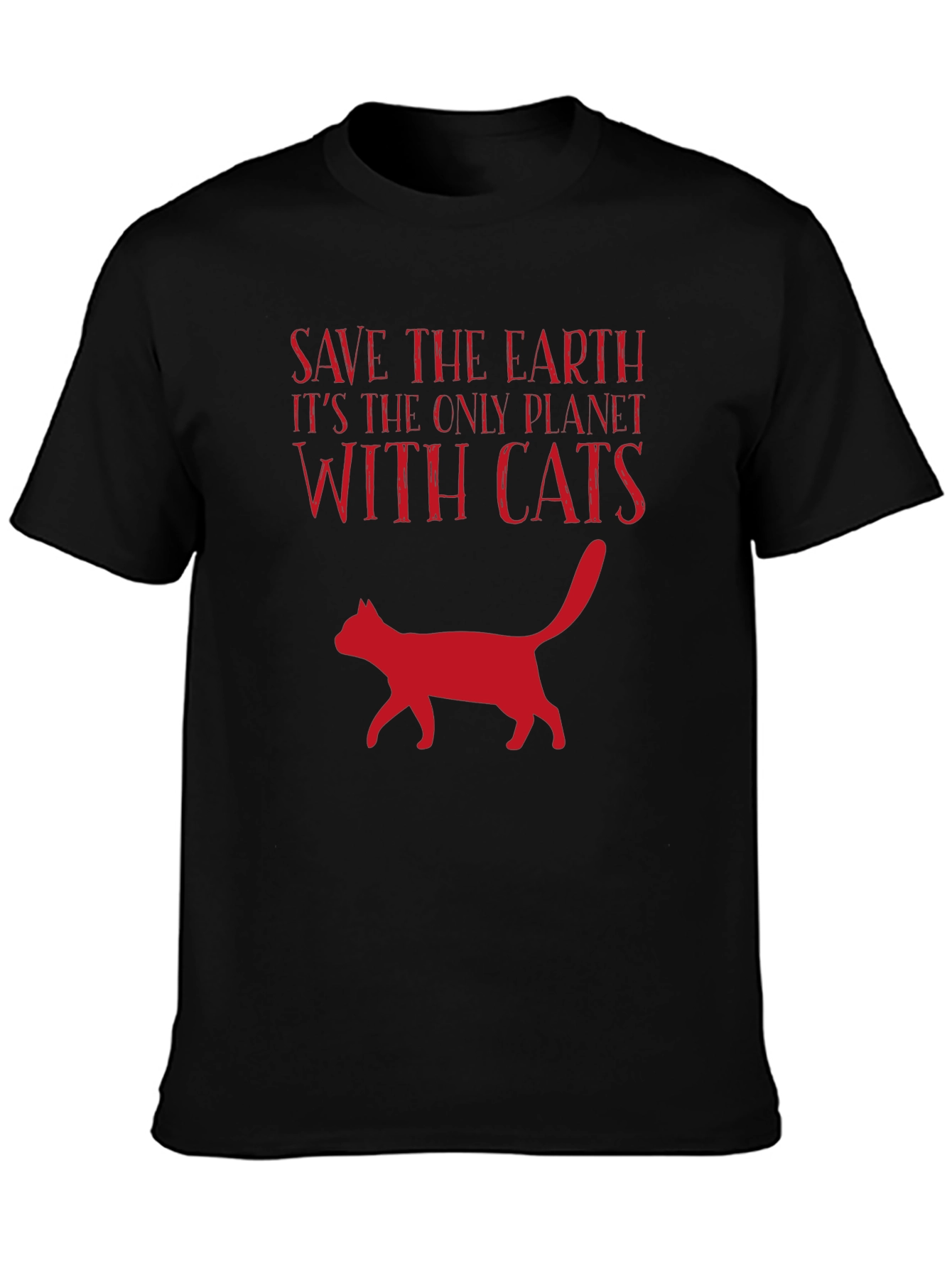 Save the Earth Cats T-Shirt - Black