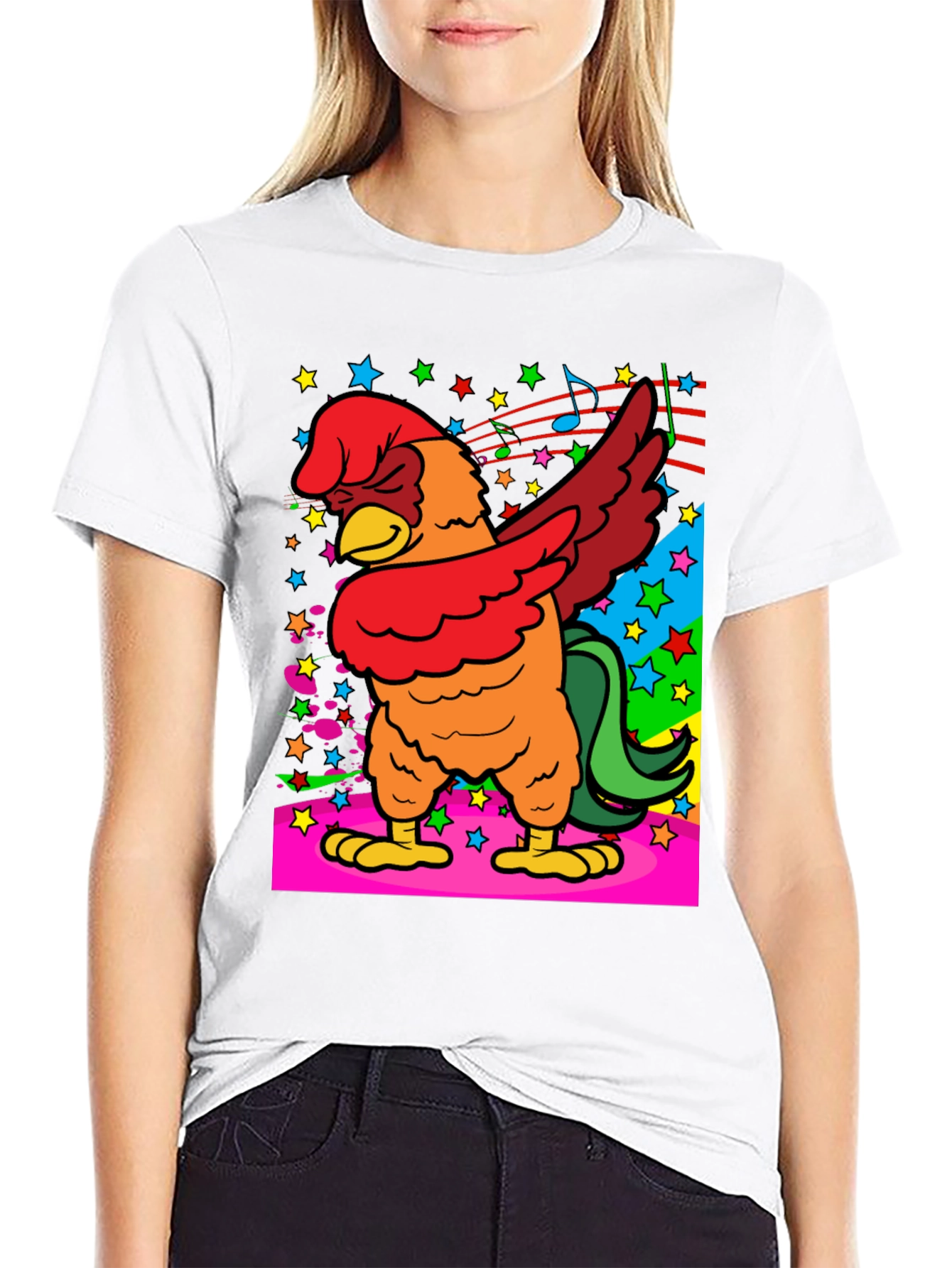Dabbing Chicken Graphic Tee - Funky Bird T-Shirt