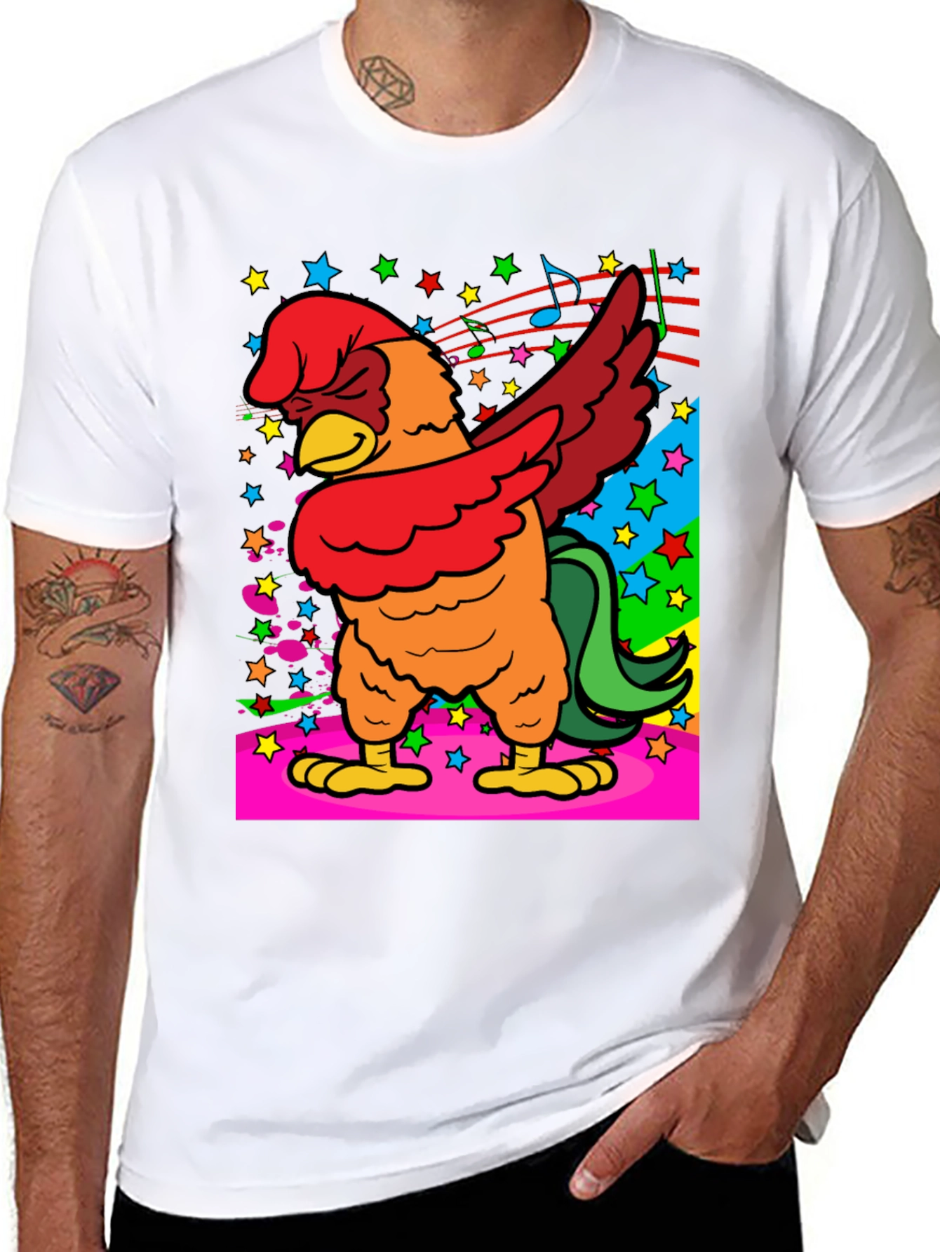 Dabbing Chicken Graphic Tee - Funky Bird T-Shirt