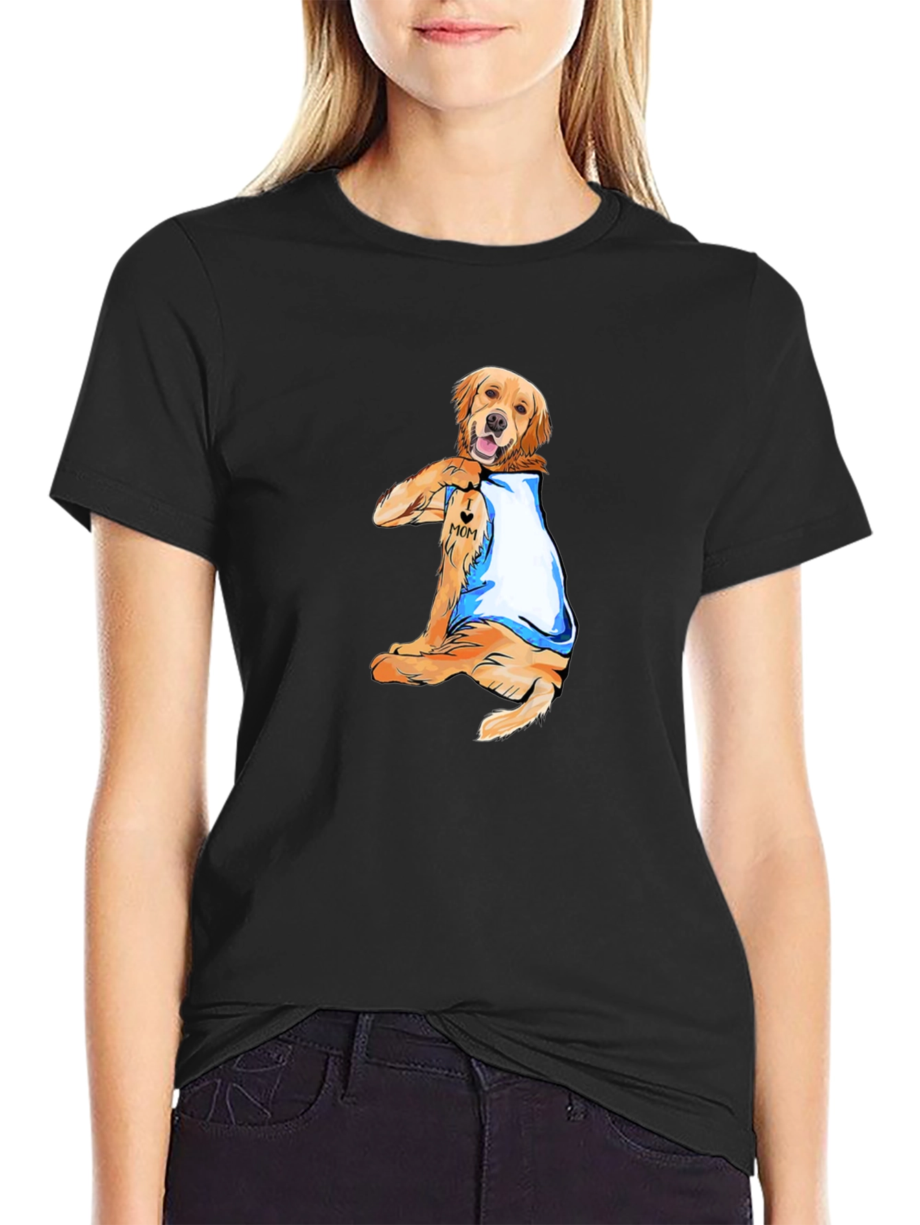 Golden Retriever Tattoo Mom Graphic T-Shirt
