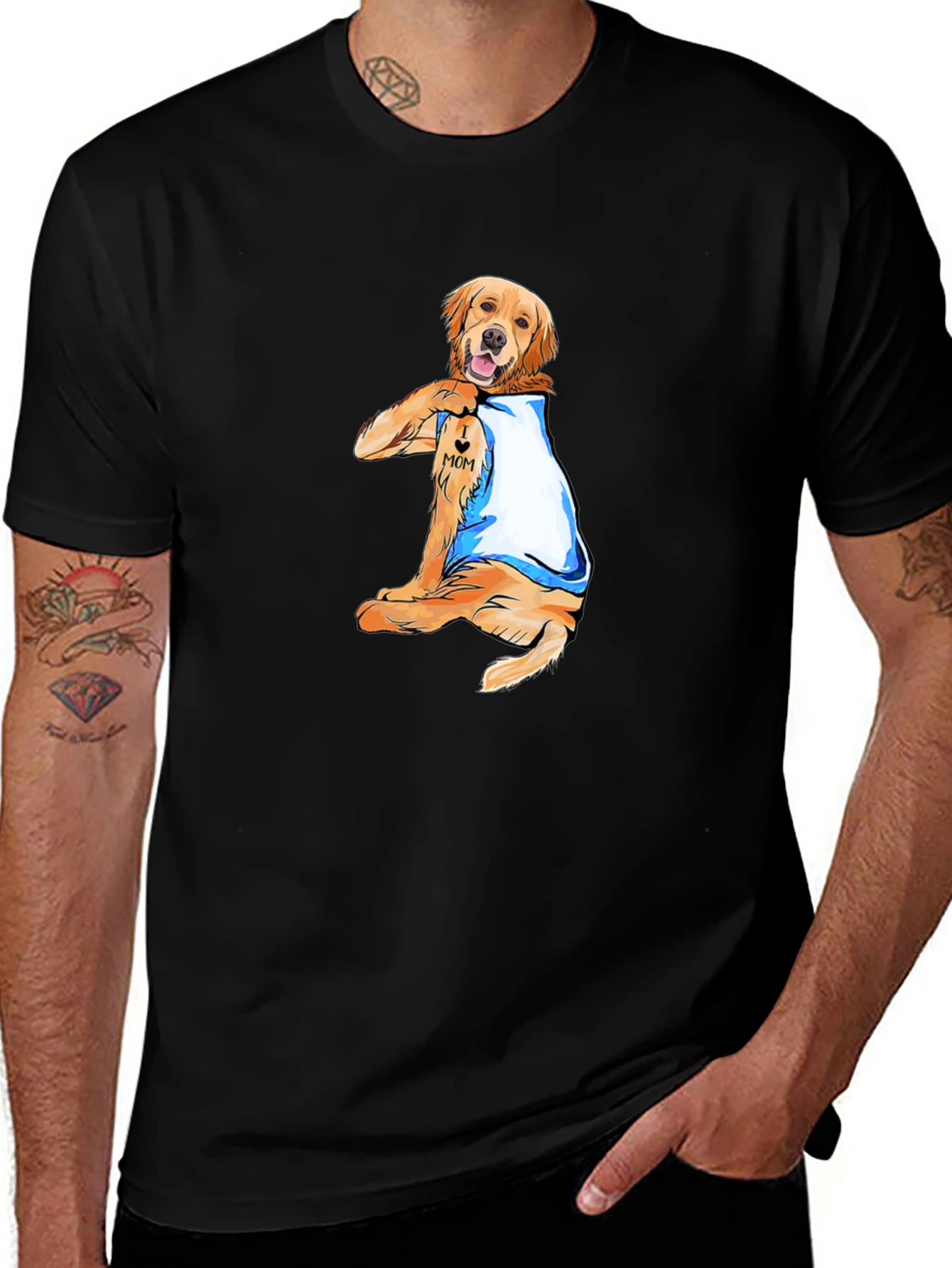 Golden Retriever Tattoo Mom Graphic T-Shirt
