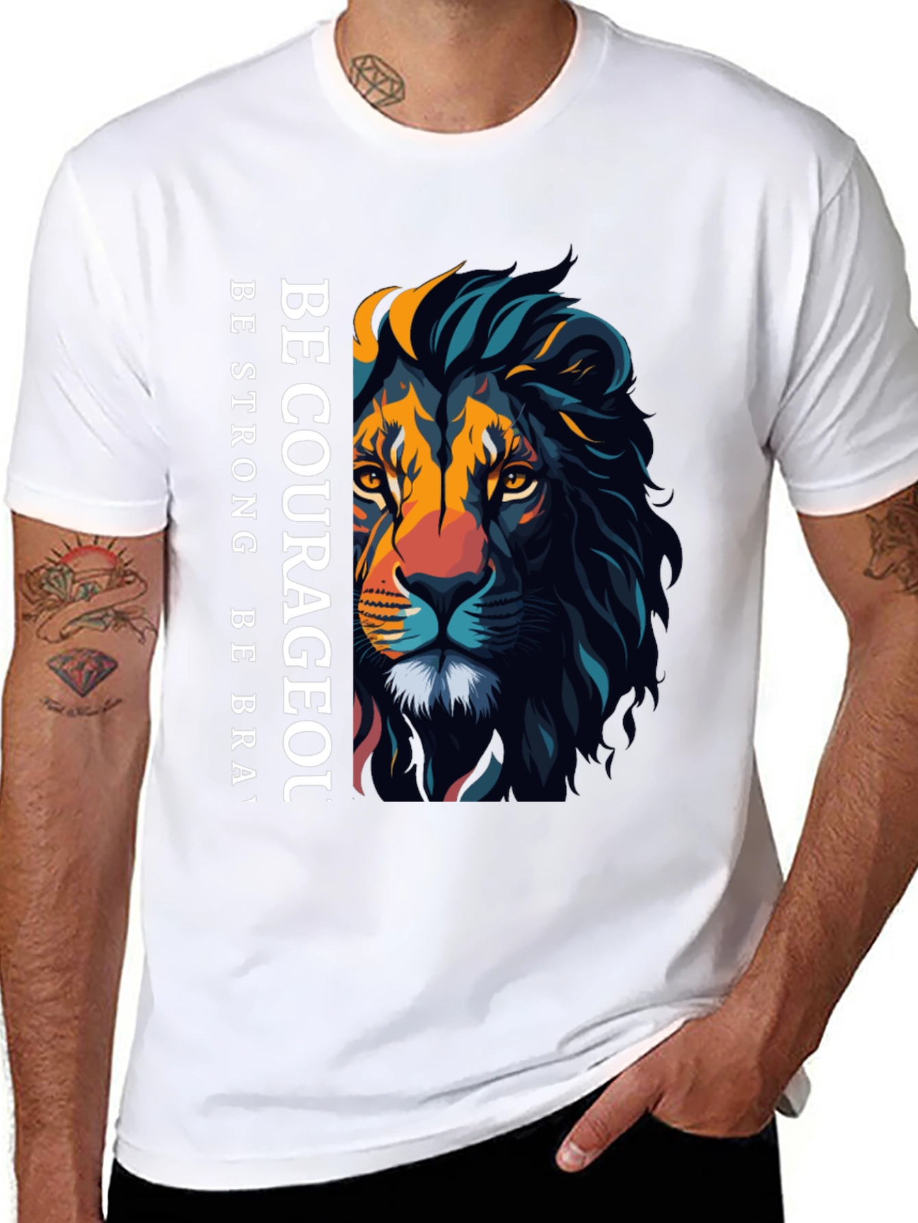 Be Courageous Lion Graphic Tee - Black
