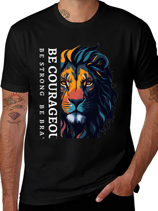 Be Courageous Lion Graphic Tee - Black