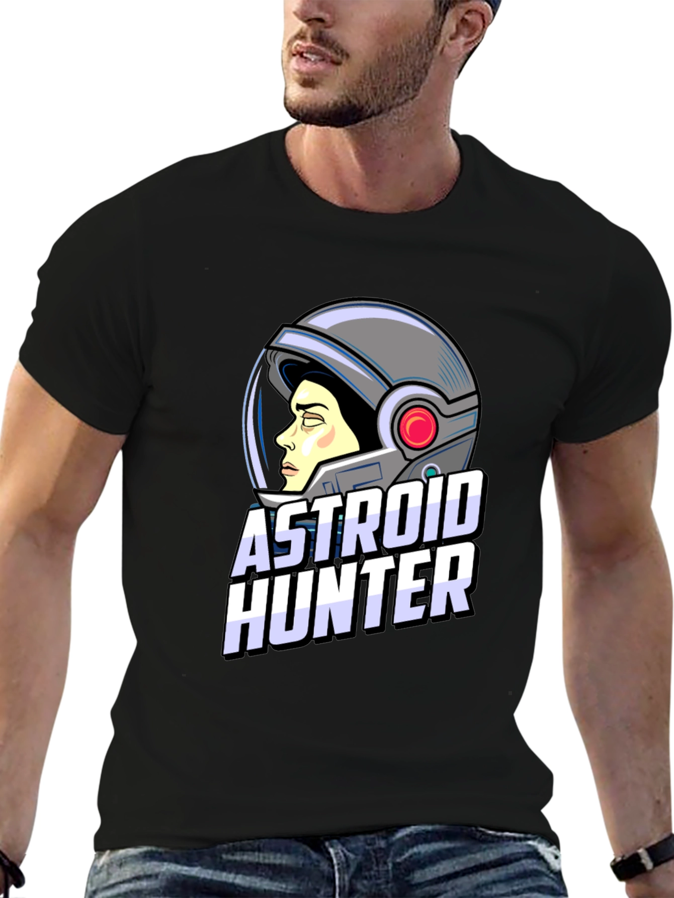 Astronaut Hunter Graphic T-Shirt - Space Adventure Tee