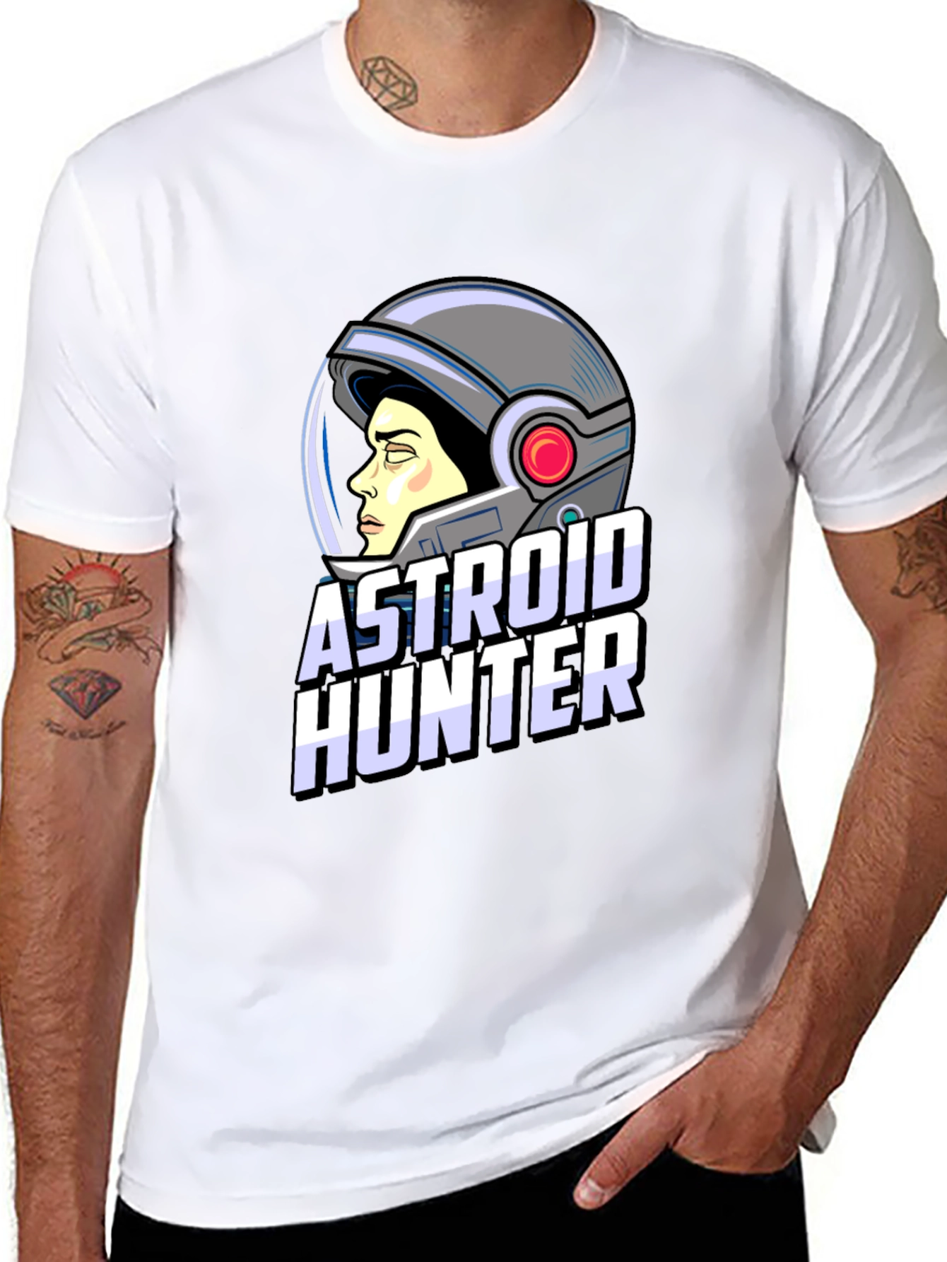 Astronaut Hunter Graphic T-Shirt - Space Adventure Tee