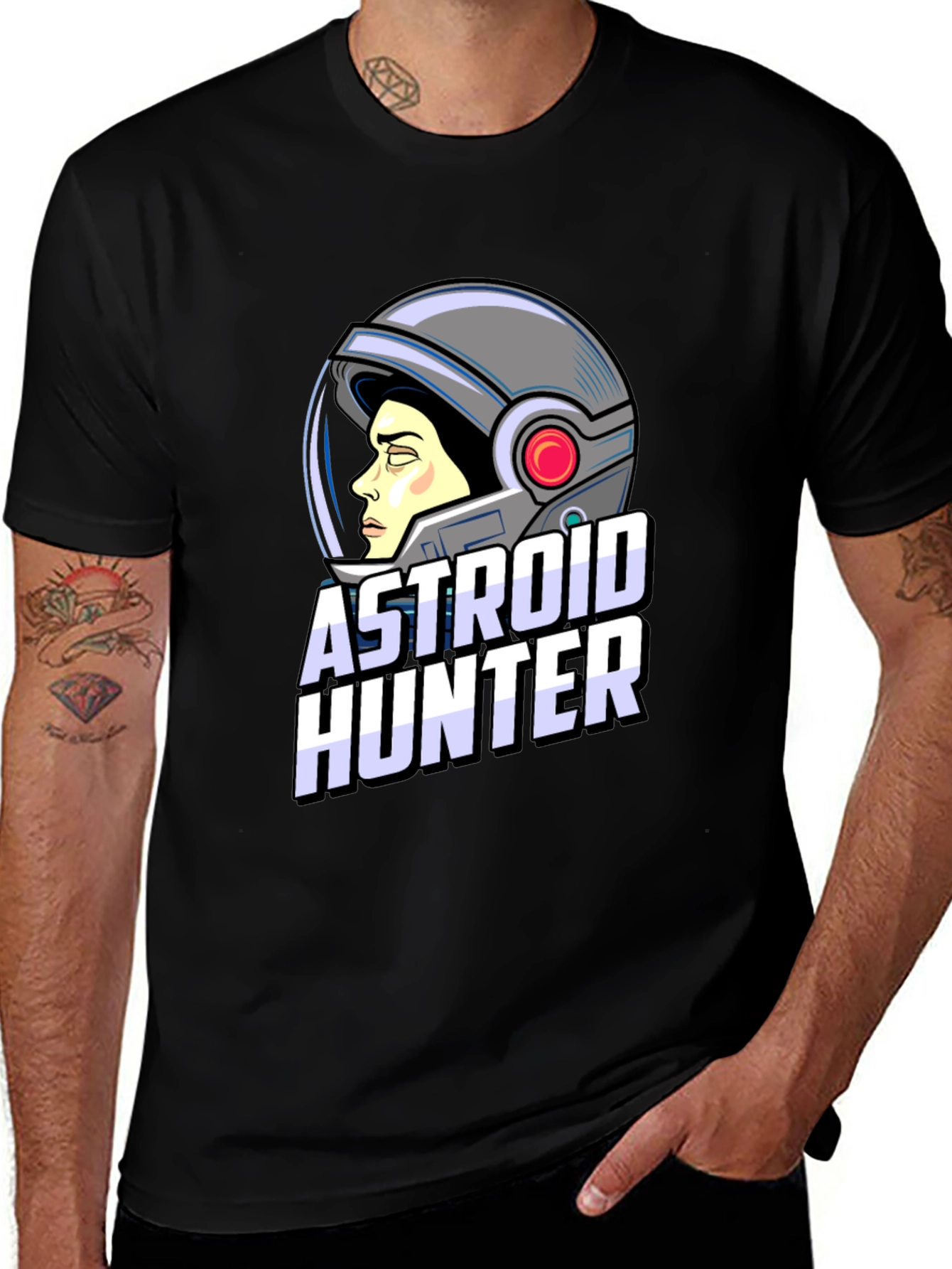 Astronaut Hunter Graphic T-Shirt - Space Adventure Tee