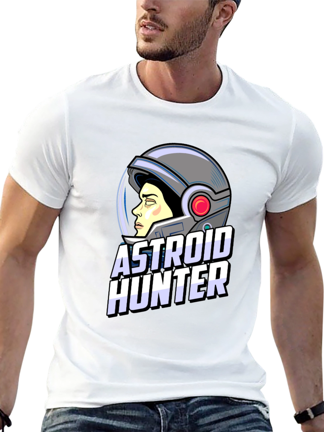 Astronaut Hunter Graphic T-Shirt - Space Adventure Tee