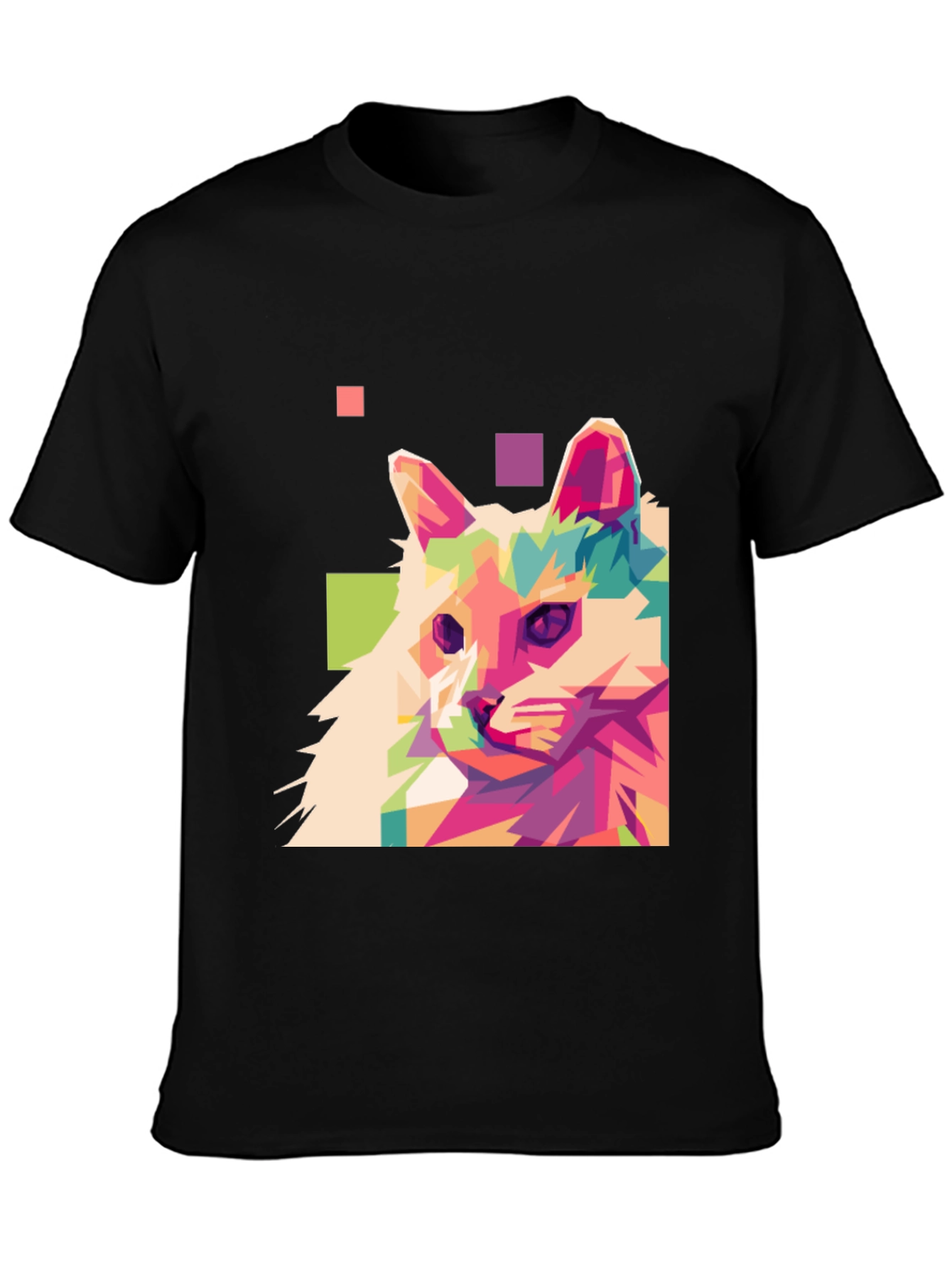 Abstract Cat Graphic T-Shirt - Cool Artistic Design