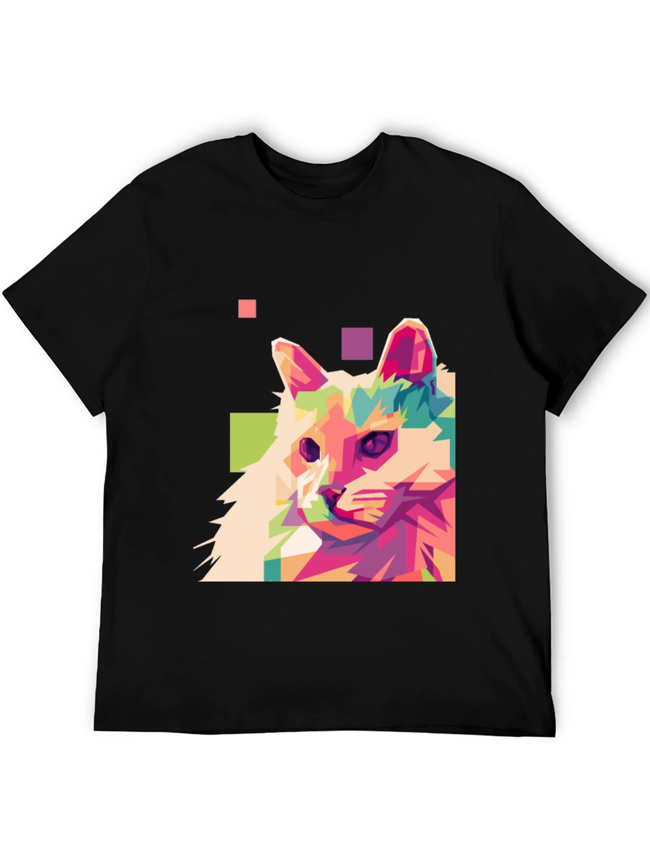 Abstract Cat Graphic T-Shirt - Cool Artistic Design