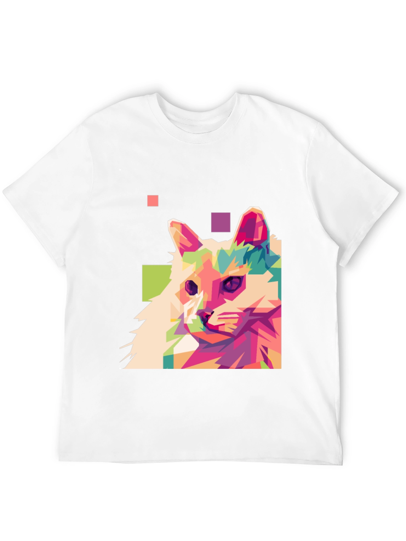 Abstract Cat Graphic T-Shirt - Cool Artistic Design