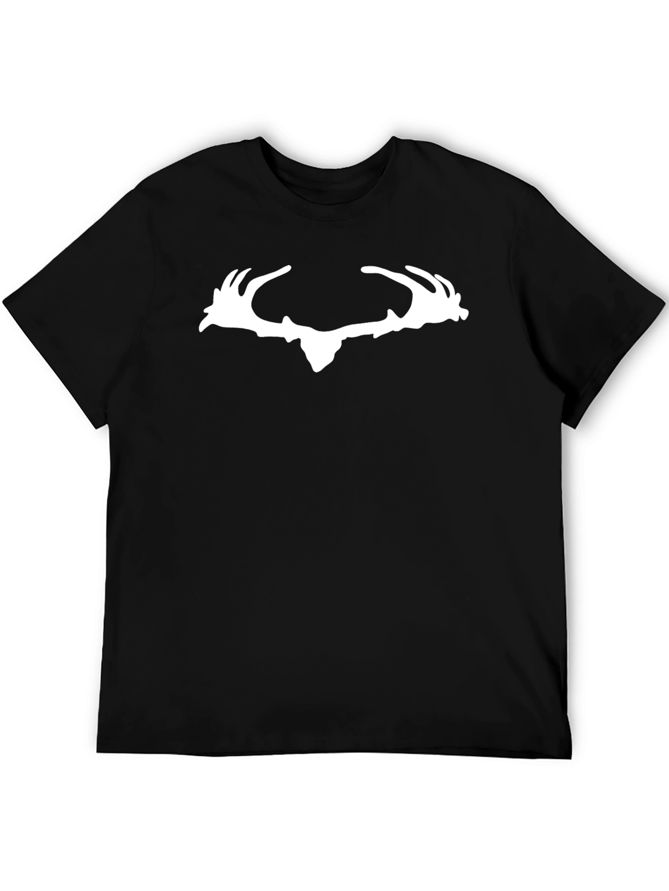 Deer Antler Graphic Tee - Black Cotton Casual Shirt