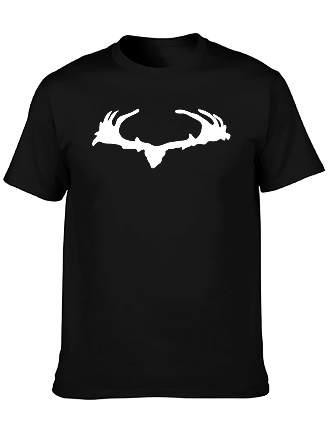 Deer Antler Graphic Tee - Black Cotton Casual Shirt