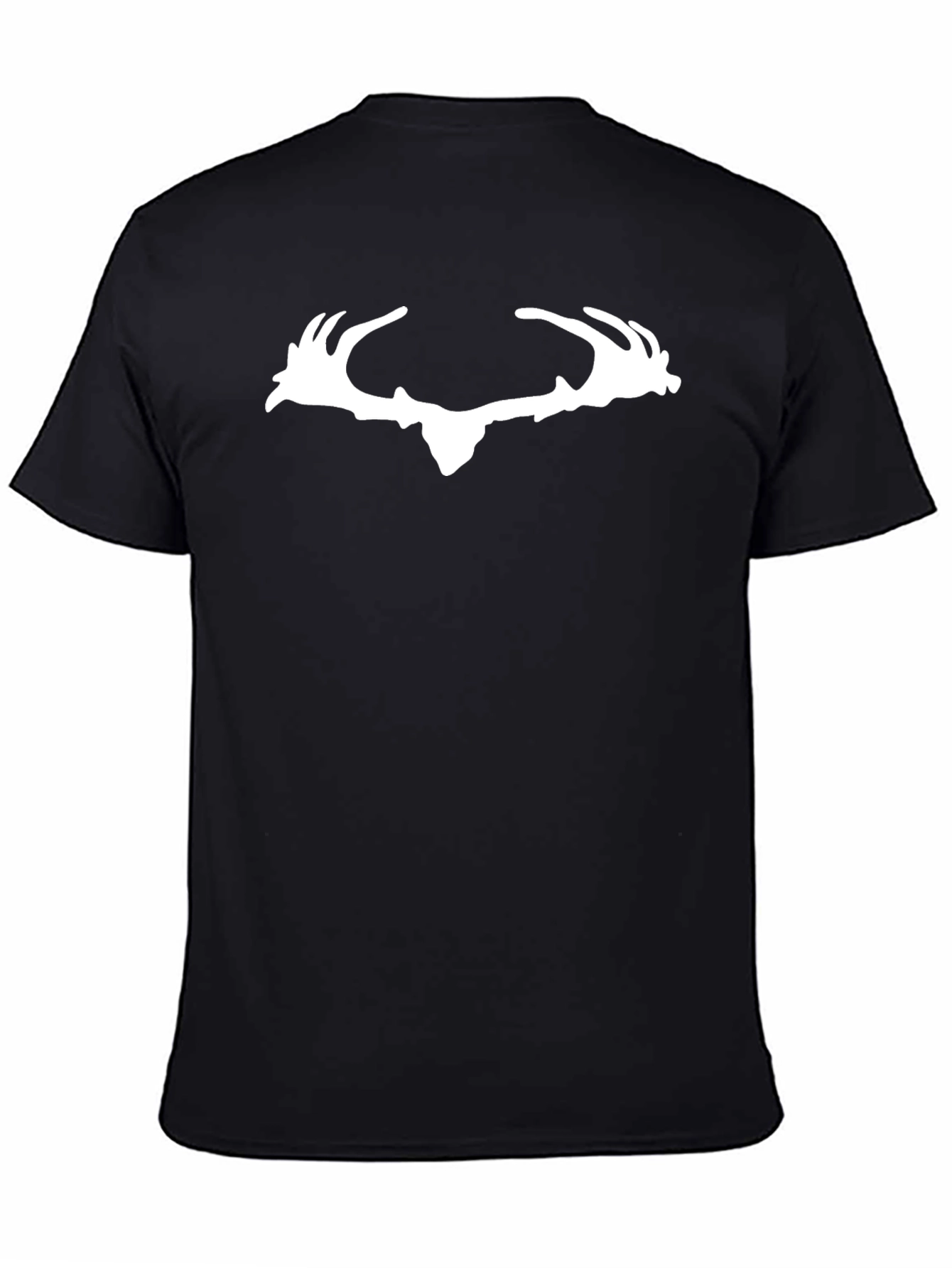 Deer Antler Graphic Tee - Black Cotton Casual Shirt