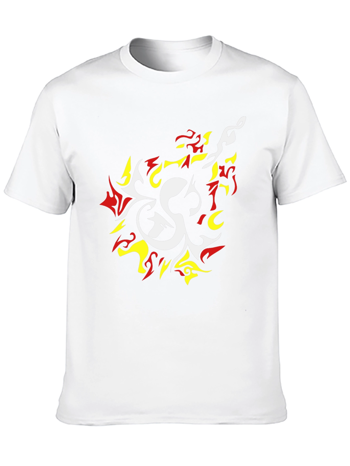Bold Graphic Tee - White & Fiery Design