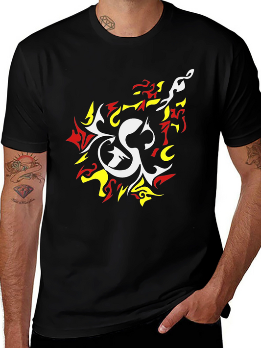Bold Graphic Tee - White & Fiery Design