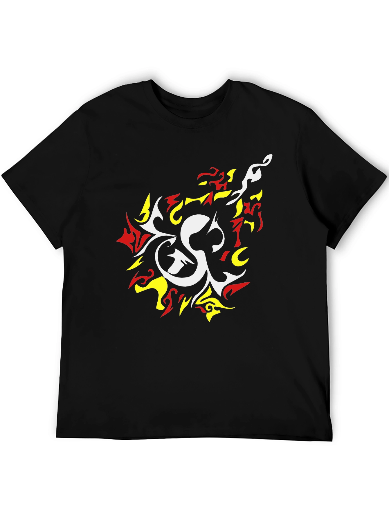 Bold Graphic Tee - White & Fiery Design