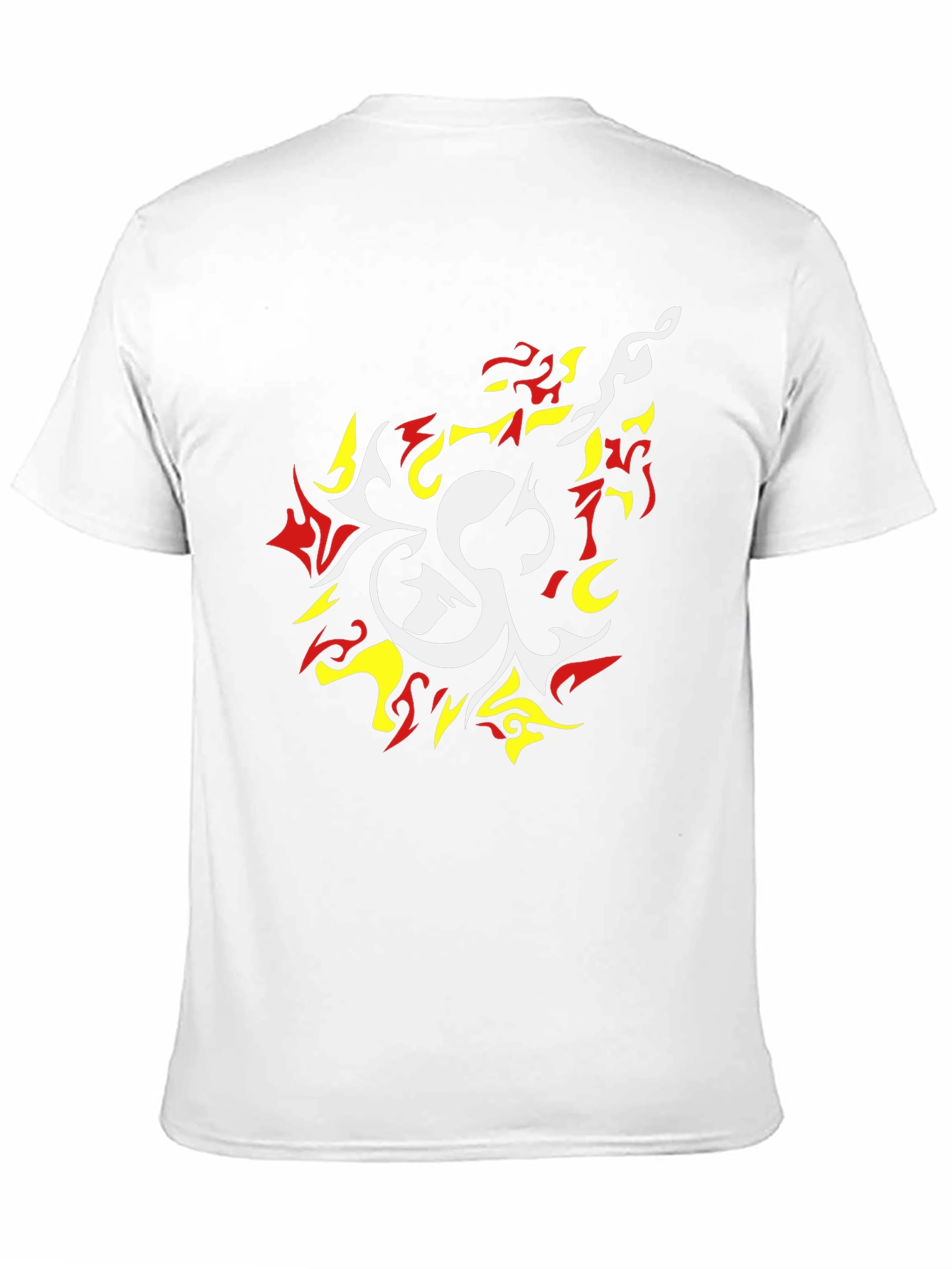 Bold Graphic Tee - White & Fiery Design