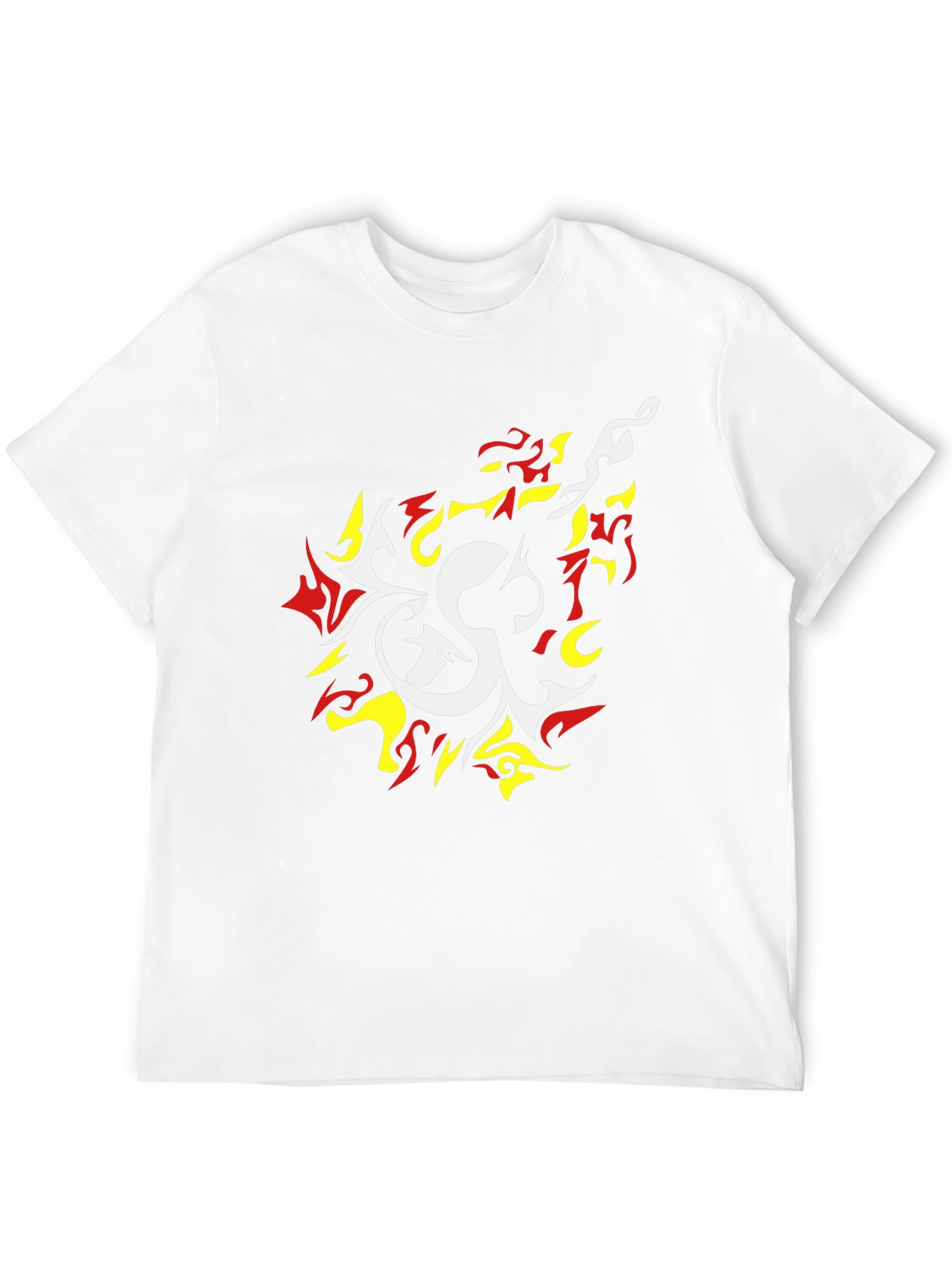 Bold Graphic Tee - White & Fiery Design