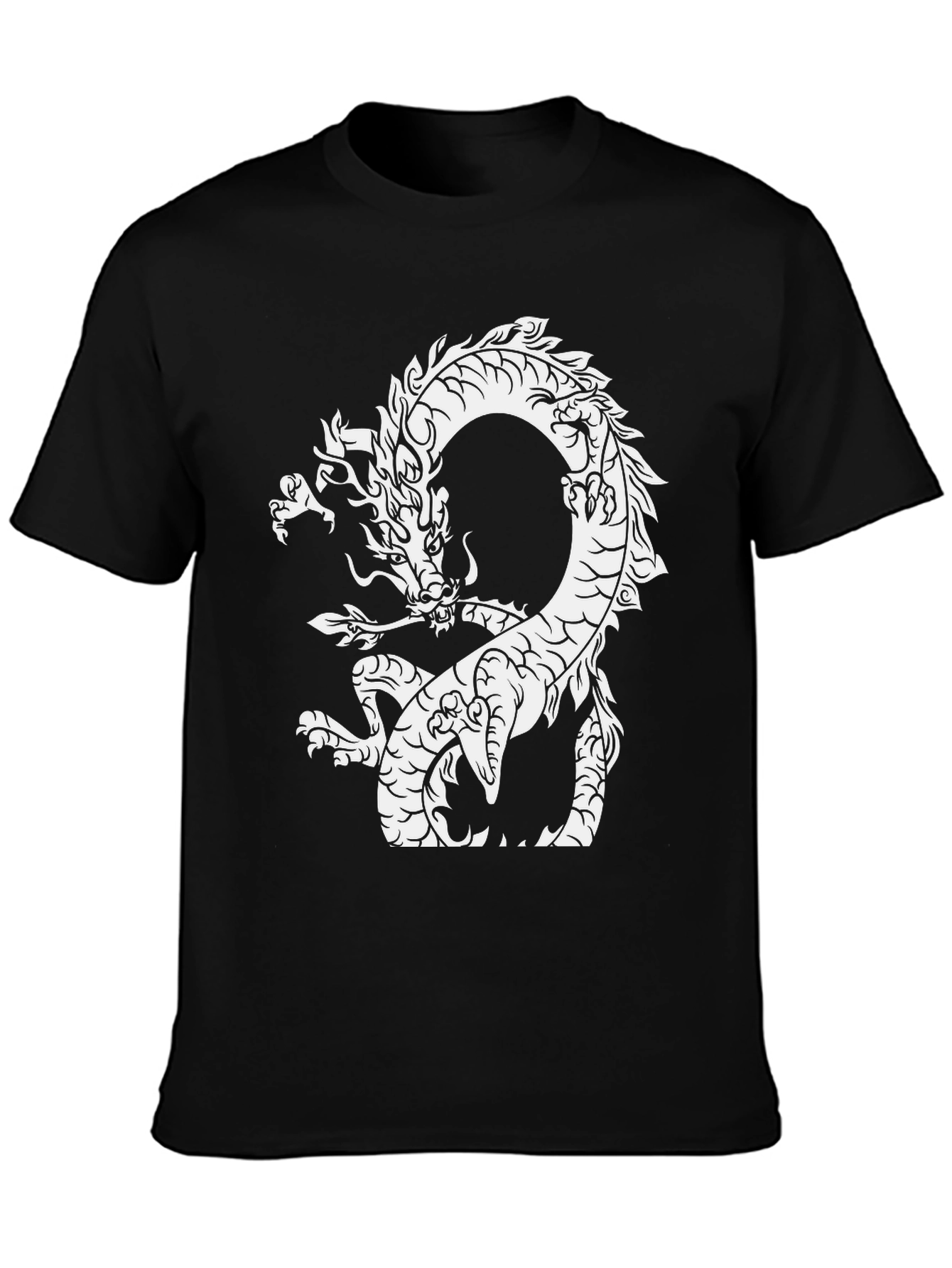 Dragon Graphic Tee - Black Cotton T-Shirt