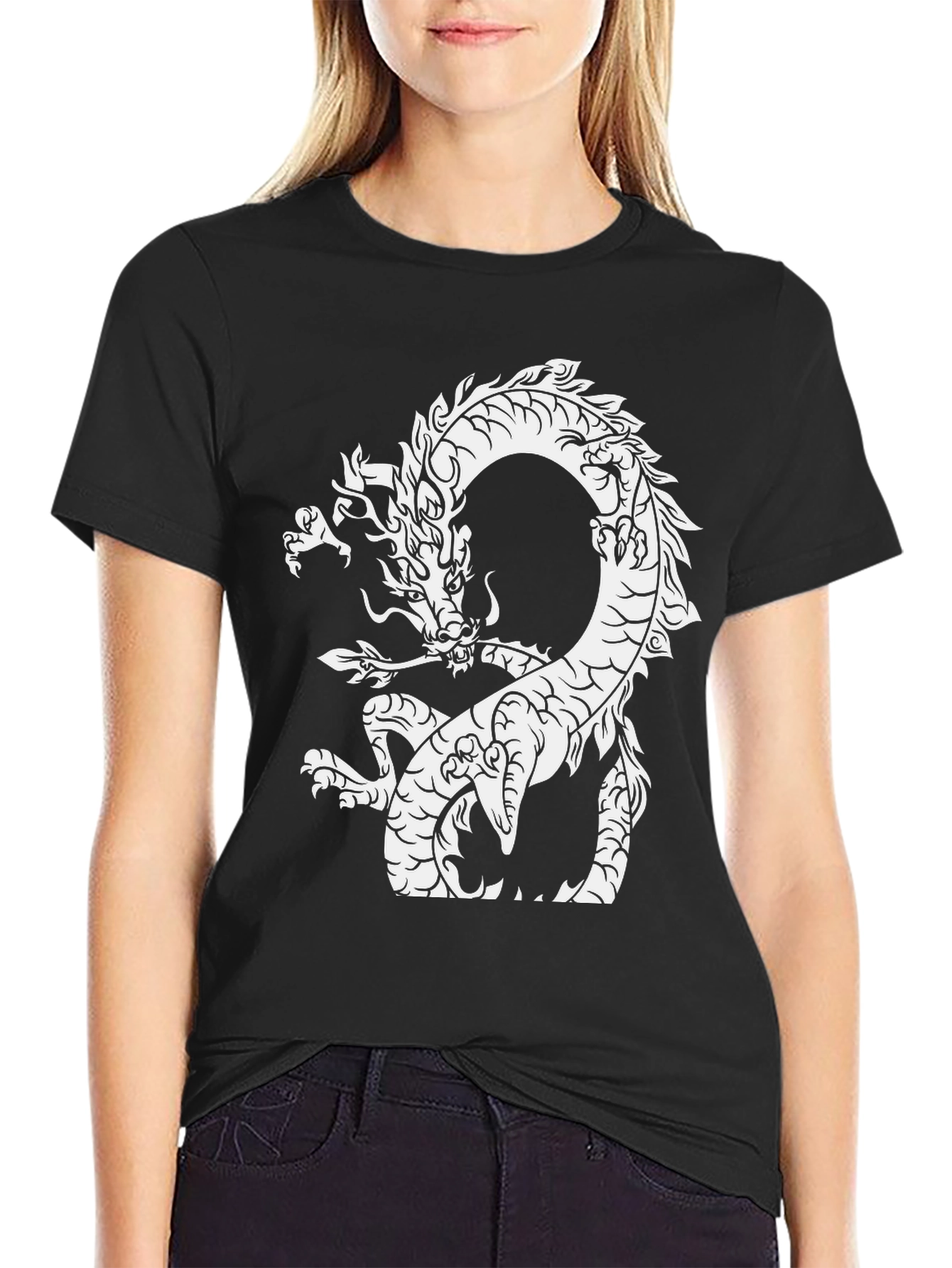 Dragon Graphic Tee - Black Cotton T-Shirt
