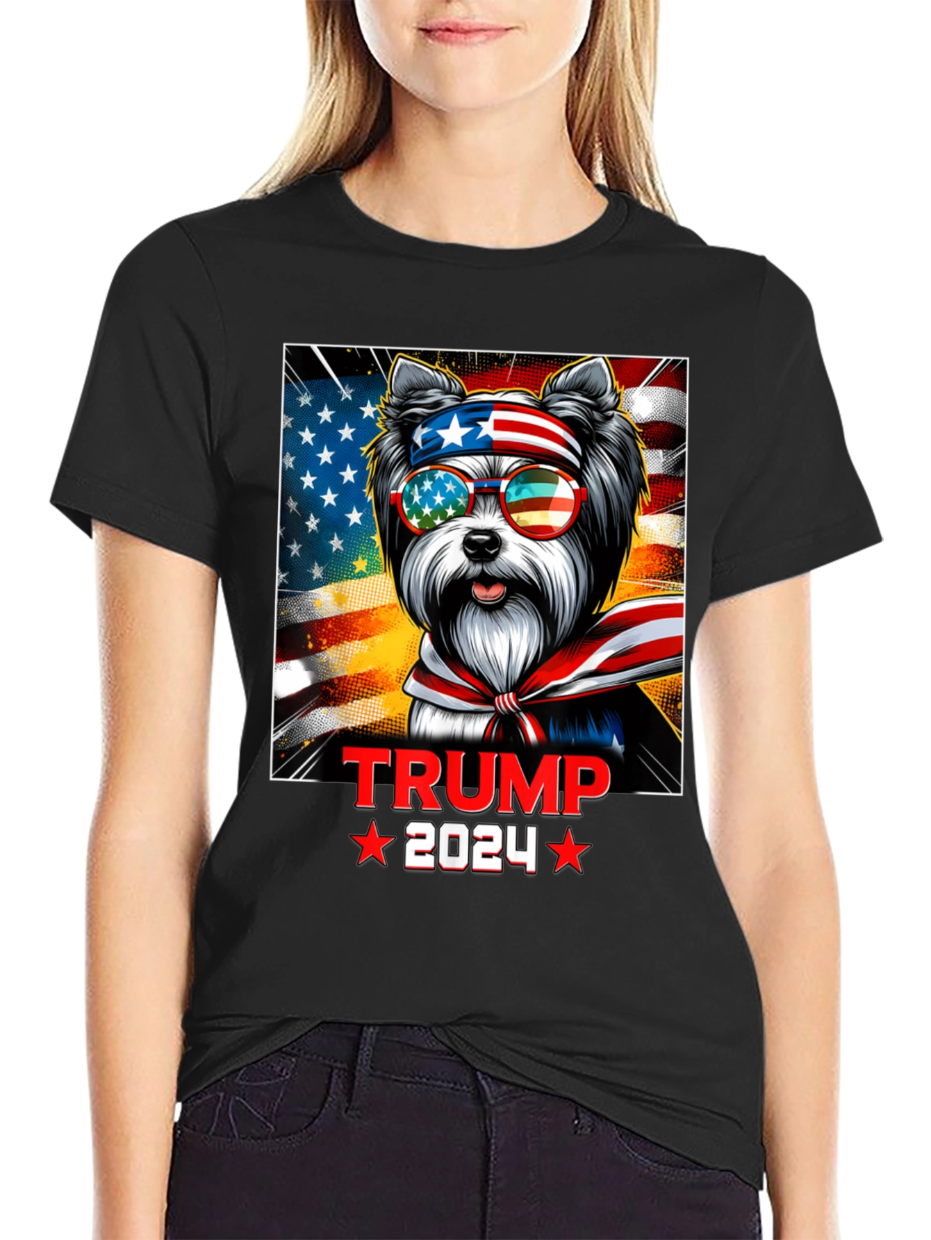 Trump 2024 Patriotic Dog T-Shirt