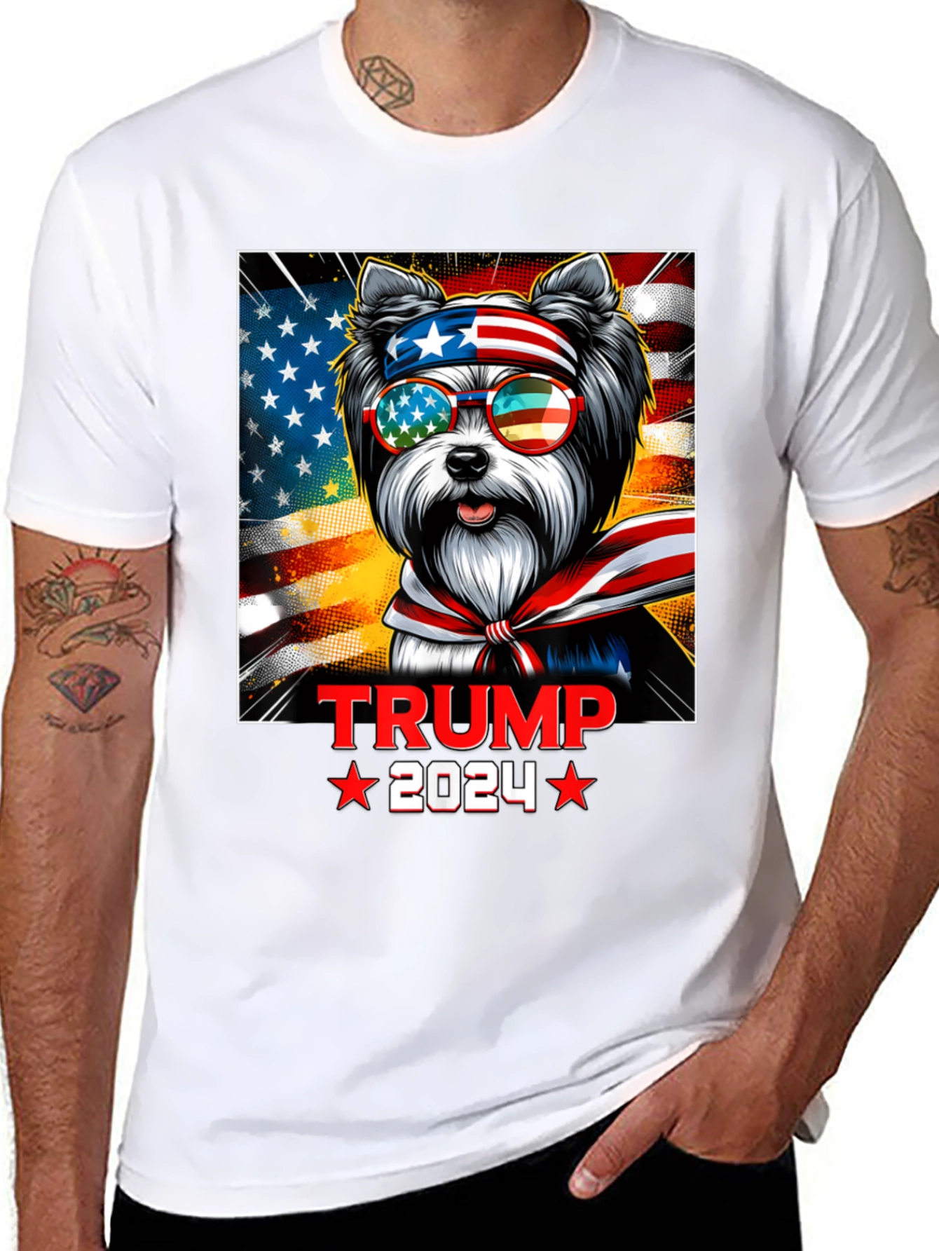 Trump 2024 Patriotic Dog T-Shirt