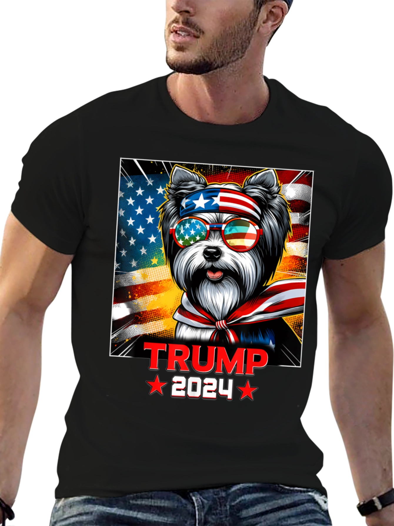 Trump 2024 Patriotic Dog T-Shirt