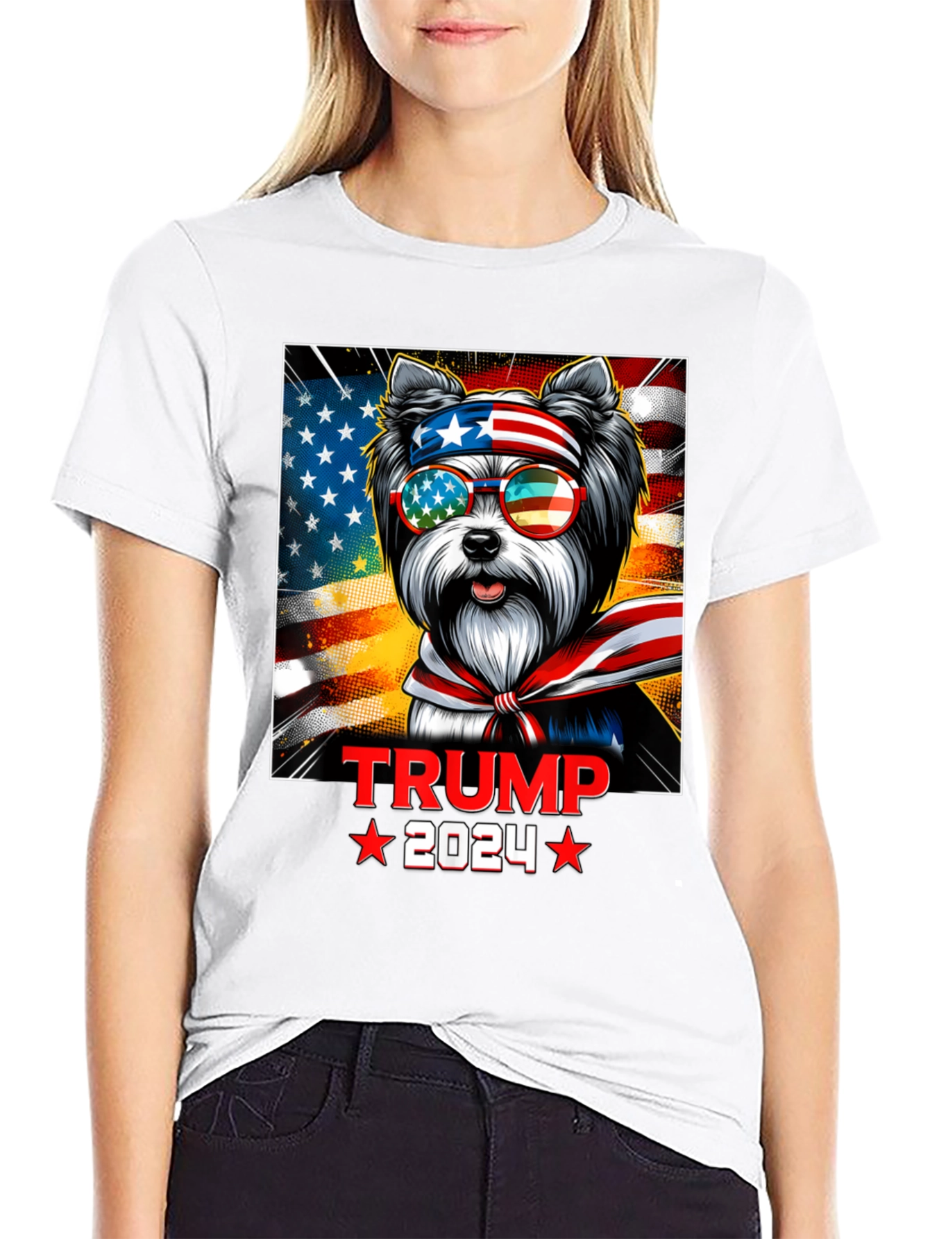 Trump 2024 Patriotic Dog T-Shirt
