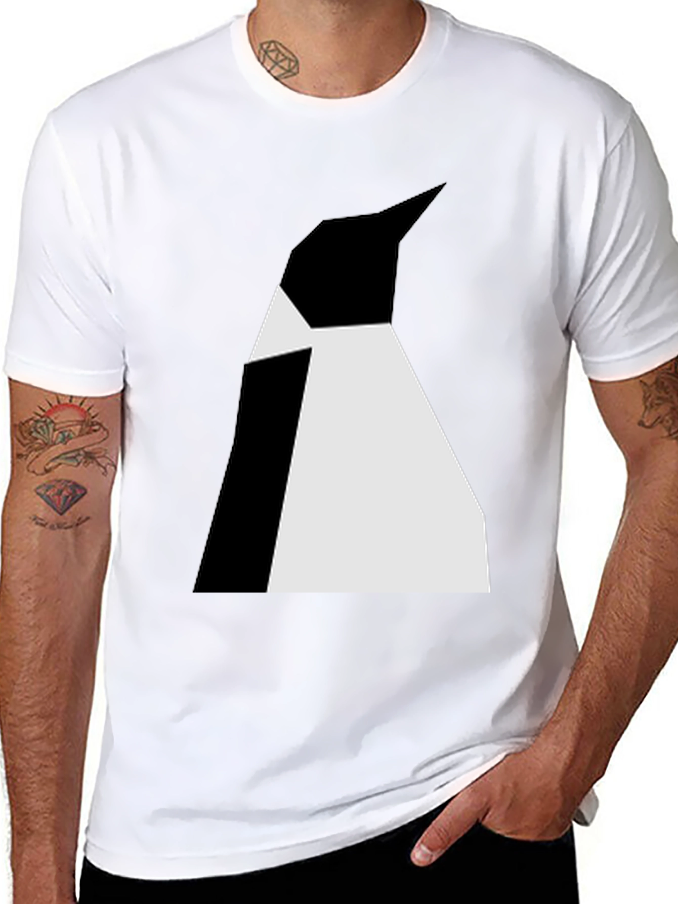 Abstract Penguin Graphic Tee - Black Unisex T-Shirt