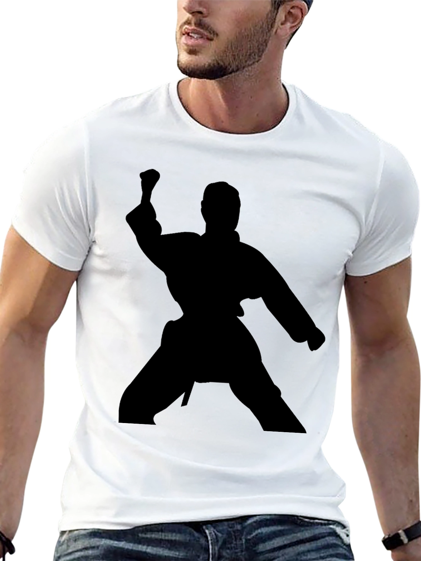 Karate Silhouette Graphic T-Shirt - Black Martial Arts Tee