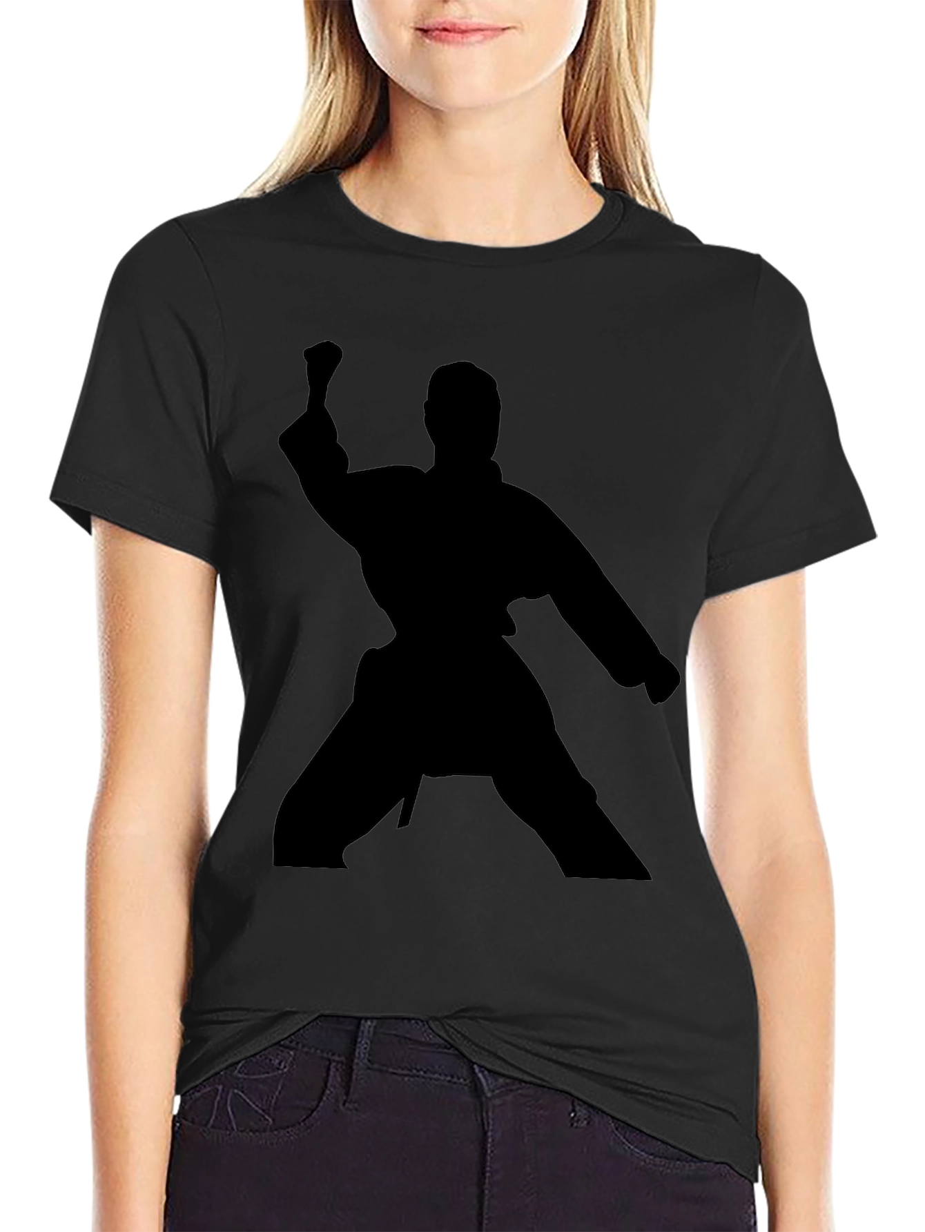 Karate Silhouette Graphic T-Shirt - Black Martial Arts Tee