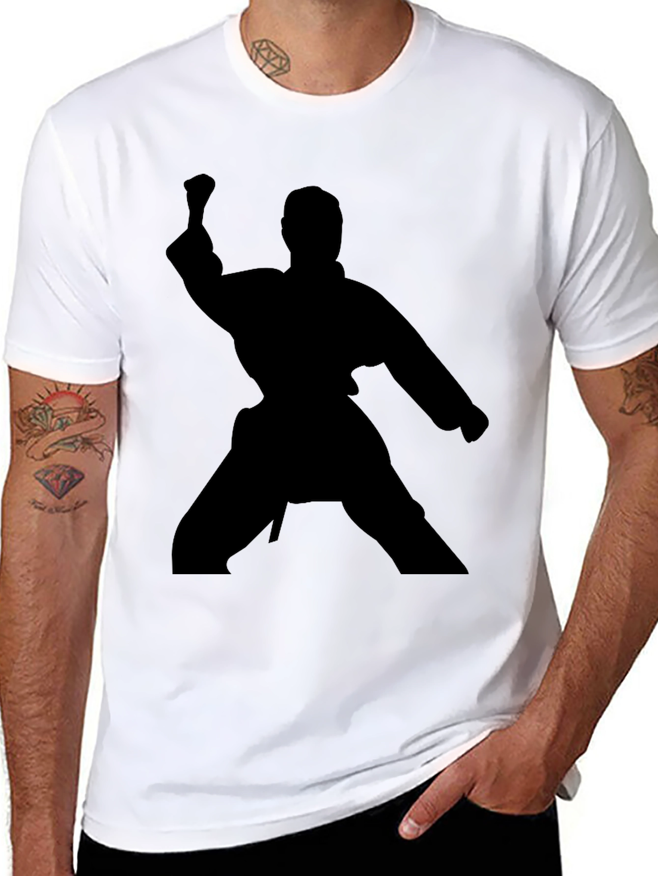 Karate Silhouette Graphic T-Shirt - Black Martial Arts Tee