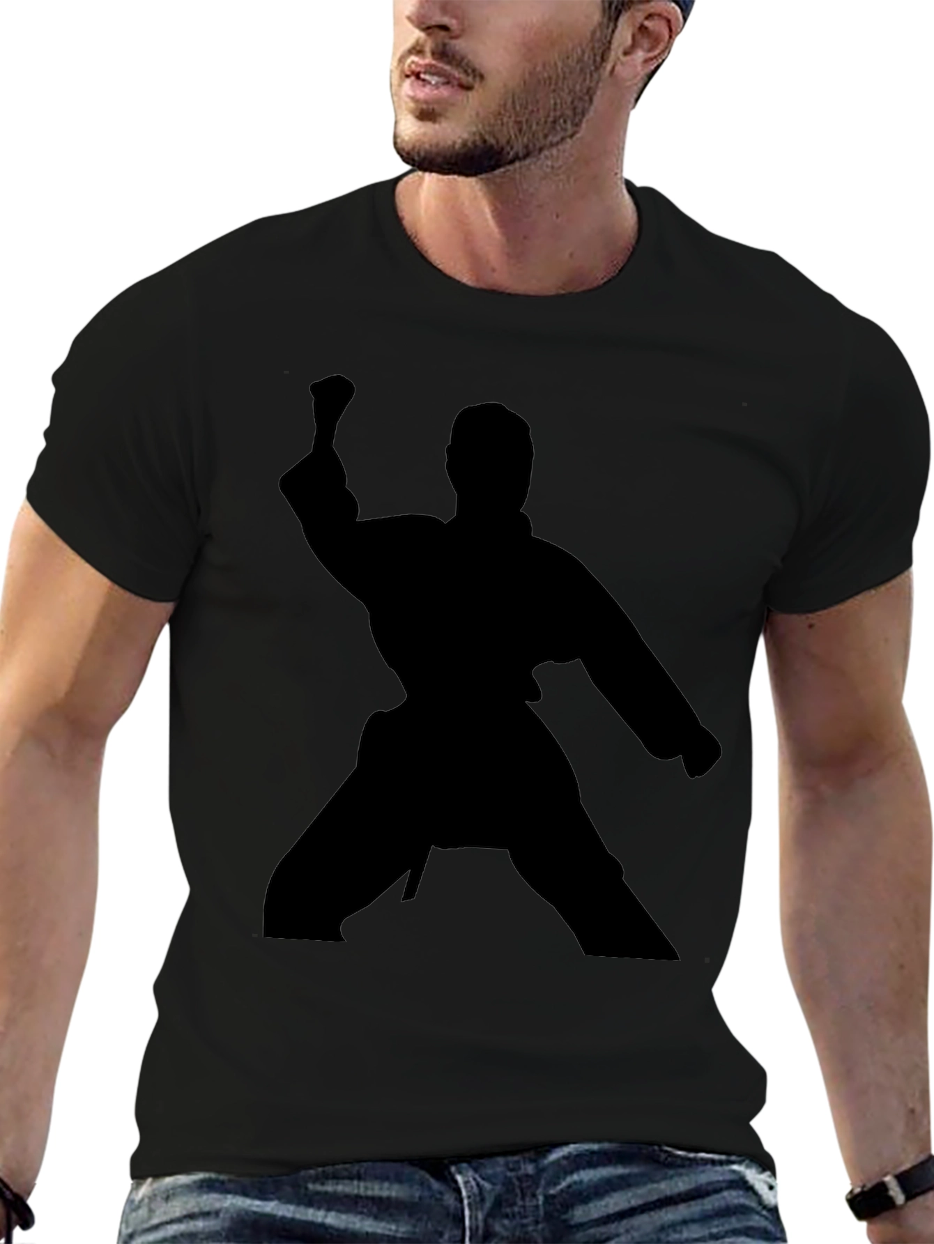 Karate Silhouette Graphic T-Shirt - Black Martial Arts Tee