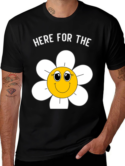 Here For The Happy Flower Graphic Tee - Black