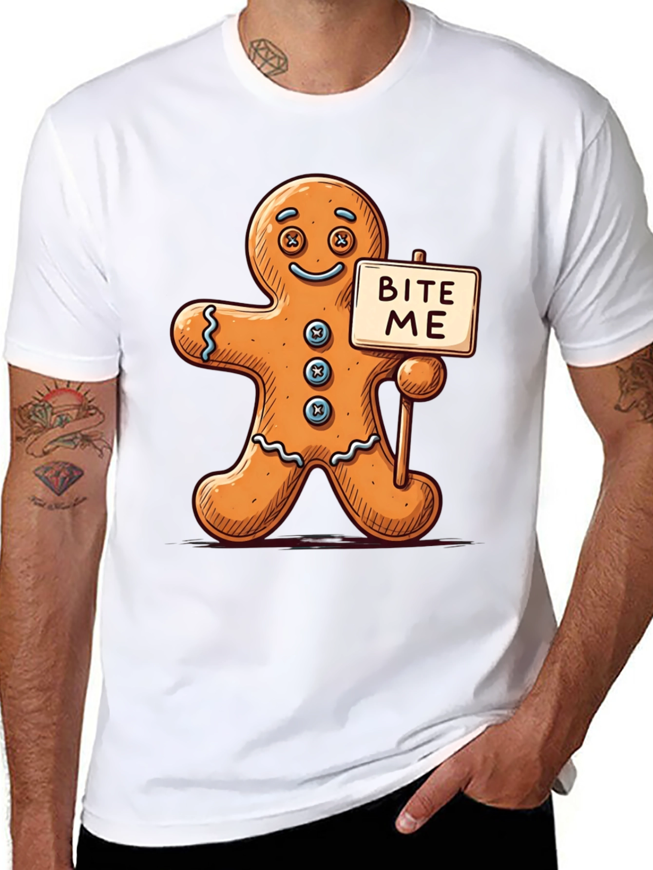 Gingerbread Man Bite Me Graphic Tee