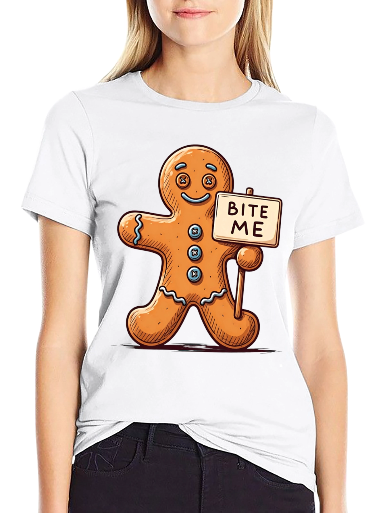 Gingerbread Man Bite Me Graphic Tee