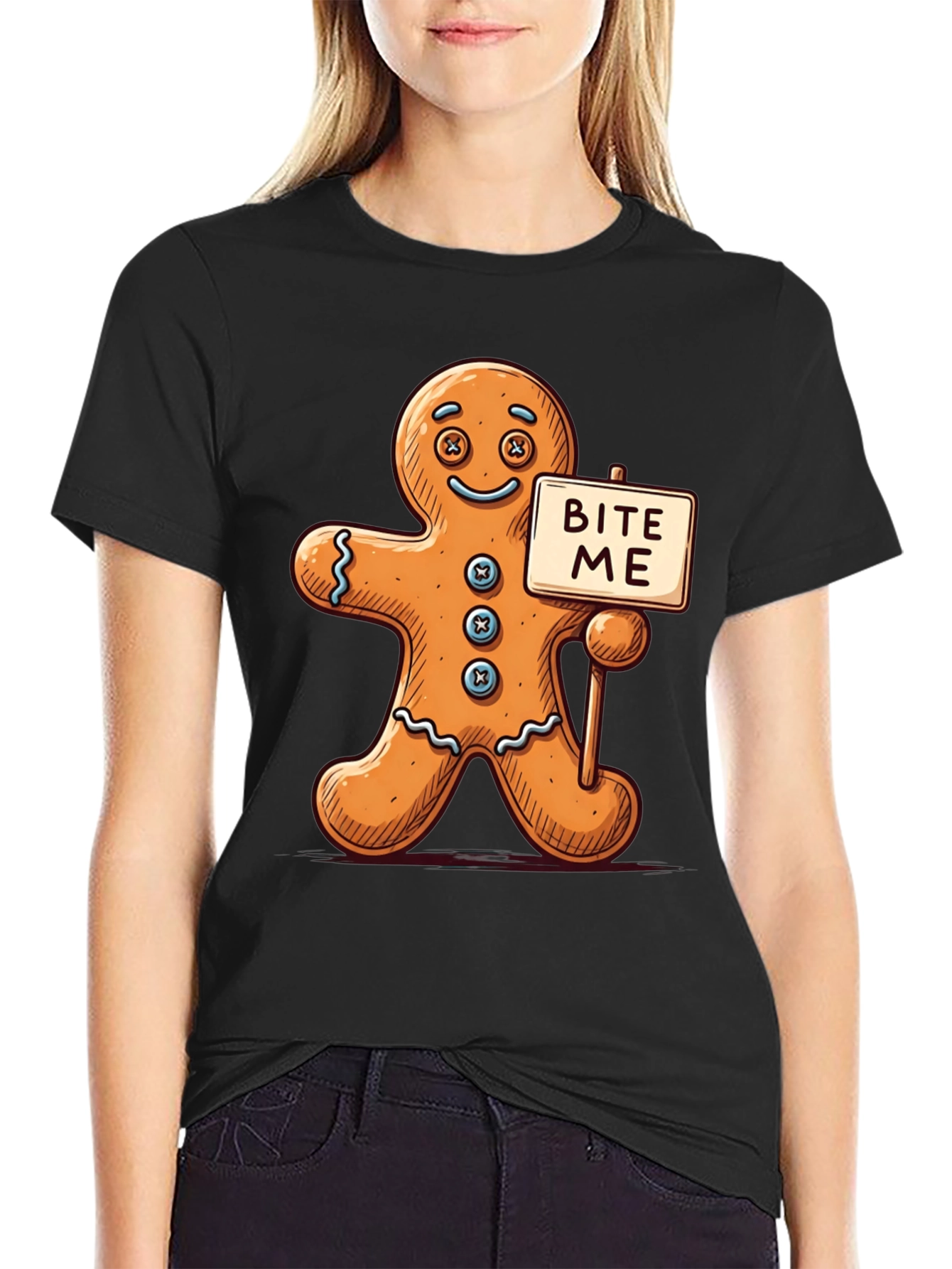Gingerbread Man Bite Me Graphic Tee