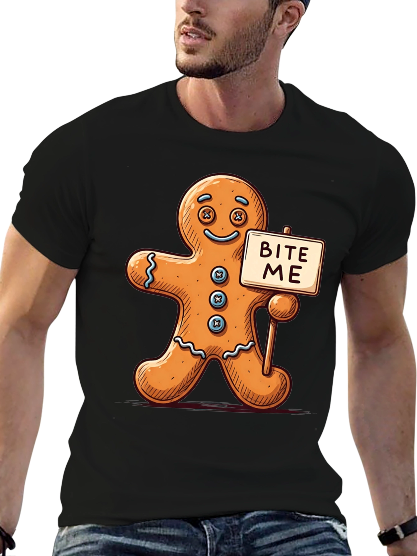 Gingerbread Man Bite Me Graphic Tee