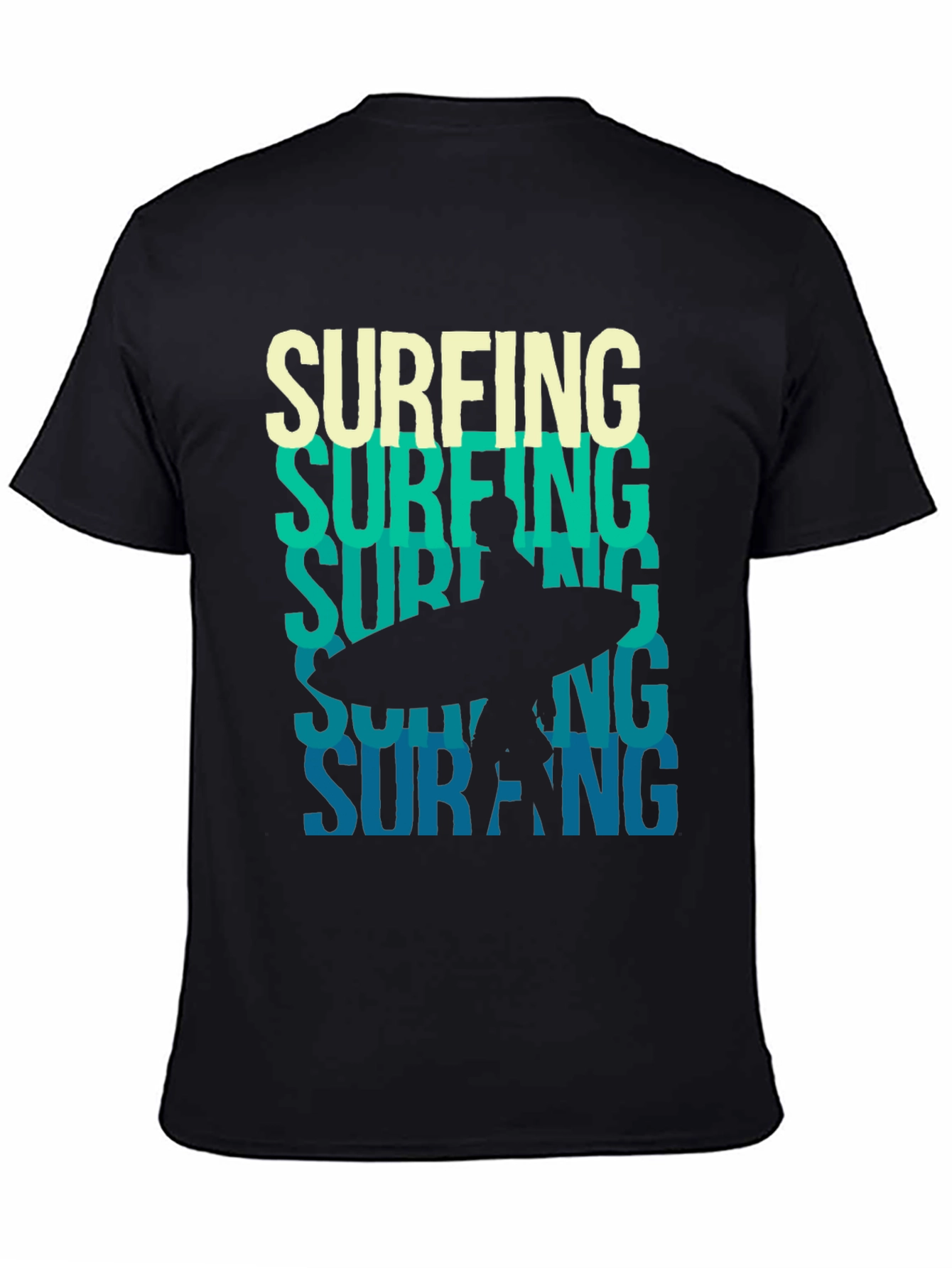 Surfing Silhouette Graphic Tee - Black
