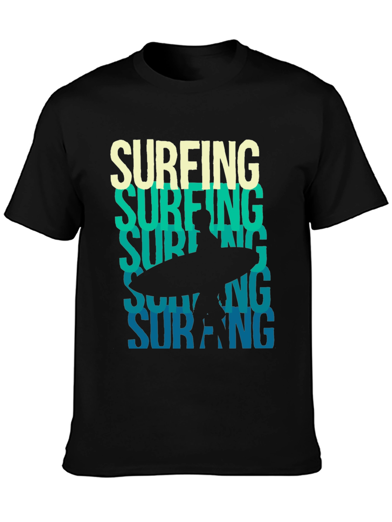 Surfing Silhouette Graphic Tee - Black