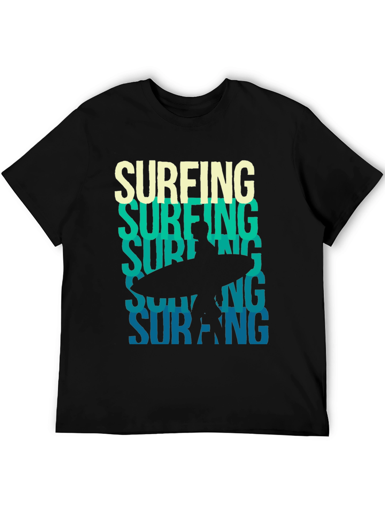 Surfing Silhouette Graphic Tee - Black