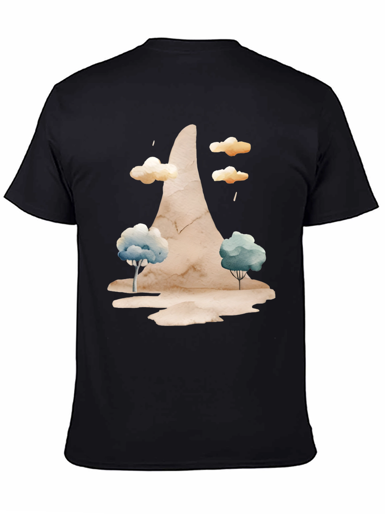 Watercolor Landscape Black Tee