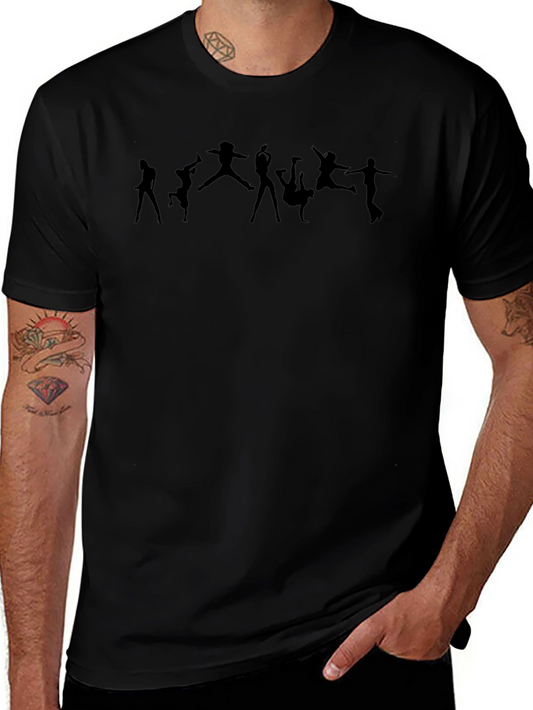 Black Graphic Tee - Dancing Silhouette