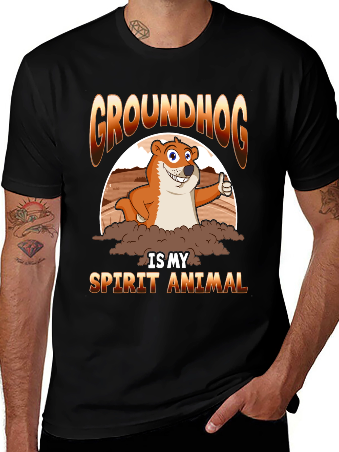 Groundhog Spirit Animal T-Shirt - Cute Cartoon Design
